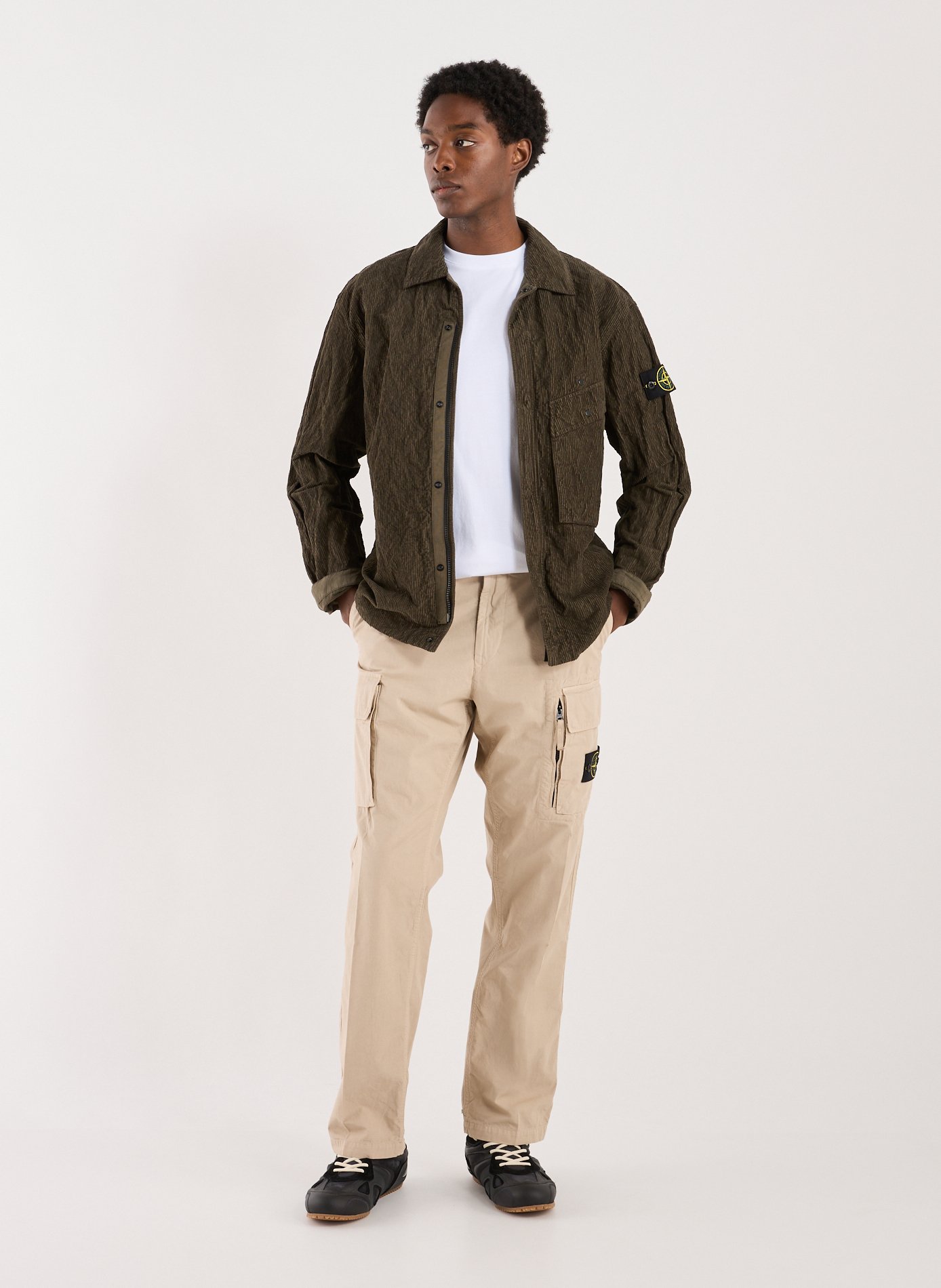 Chemise droite en coton mélangé STONE ISLAND Vert