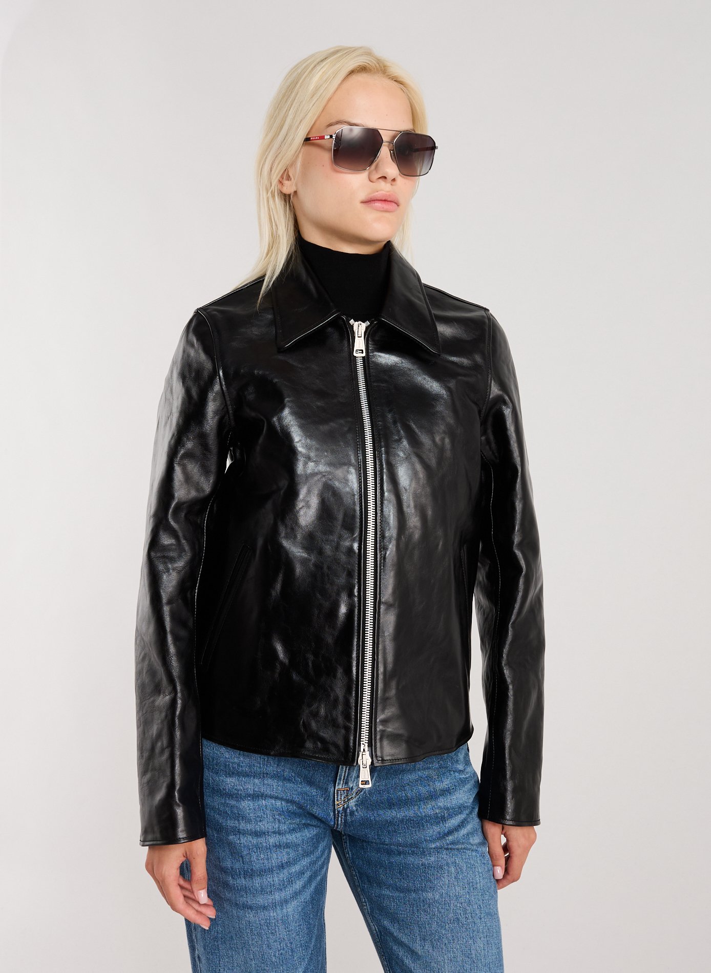 OUR LEGACY Veste col classique en cuir Noir