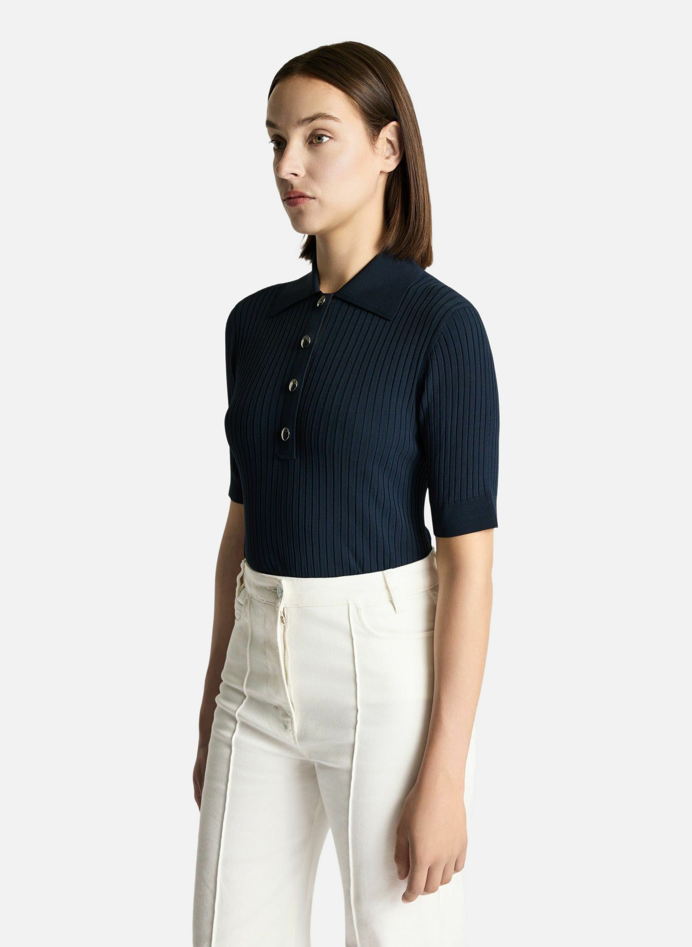 Polo manches courtes vera col chemise coupe ajustée FUSALP Bleu