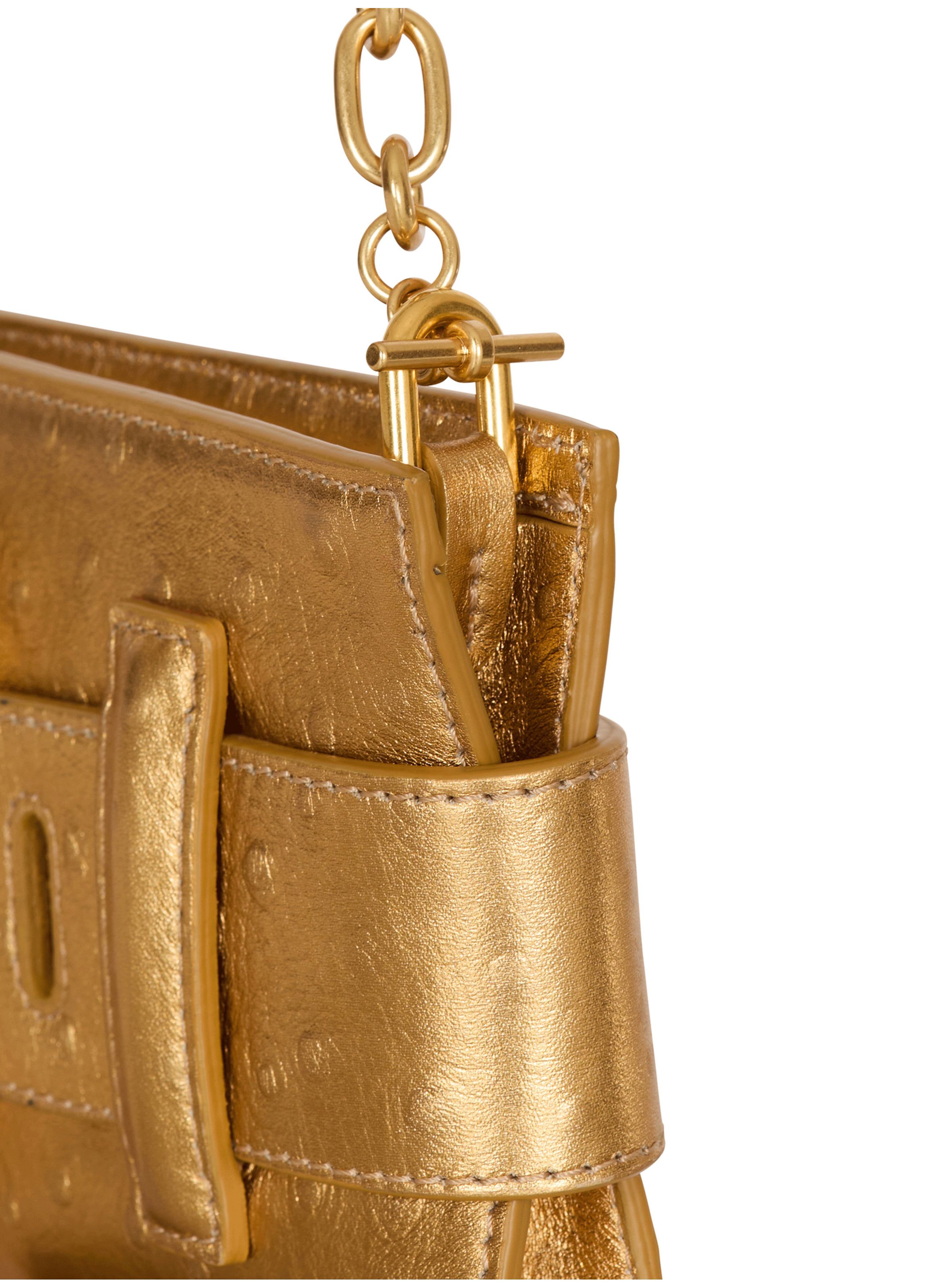 Pochette anthem en cuir laminé BALMAIN Doré