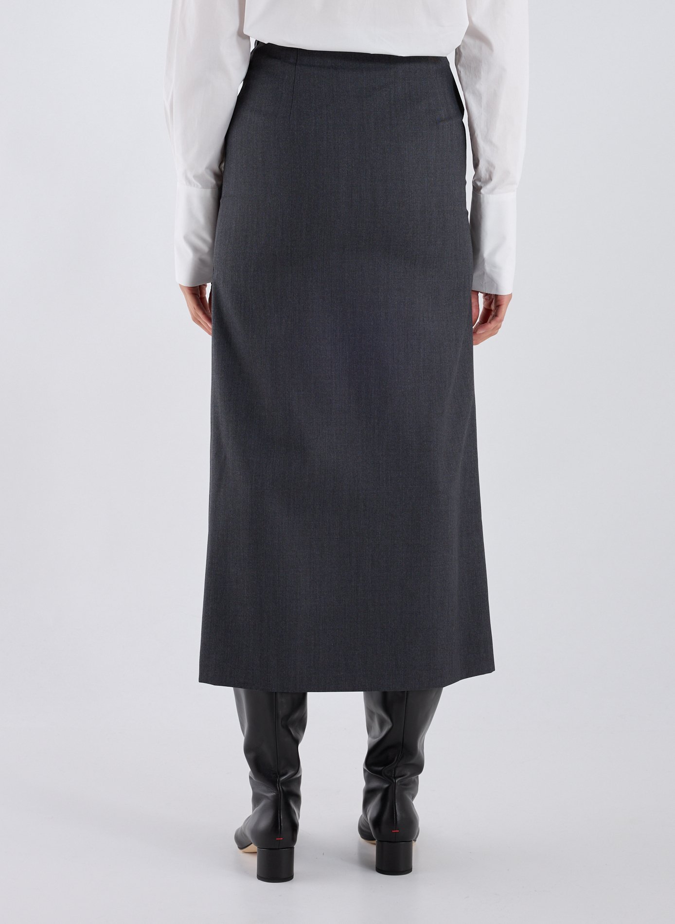 Straight long skirt in blended wool R2W Grey