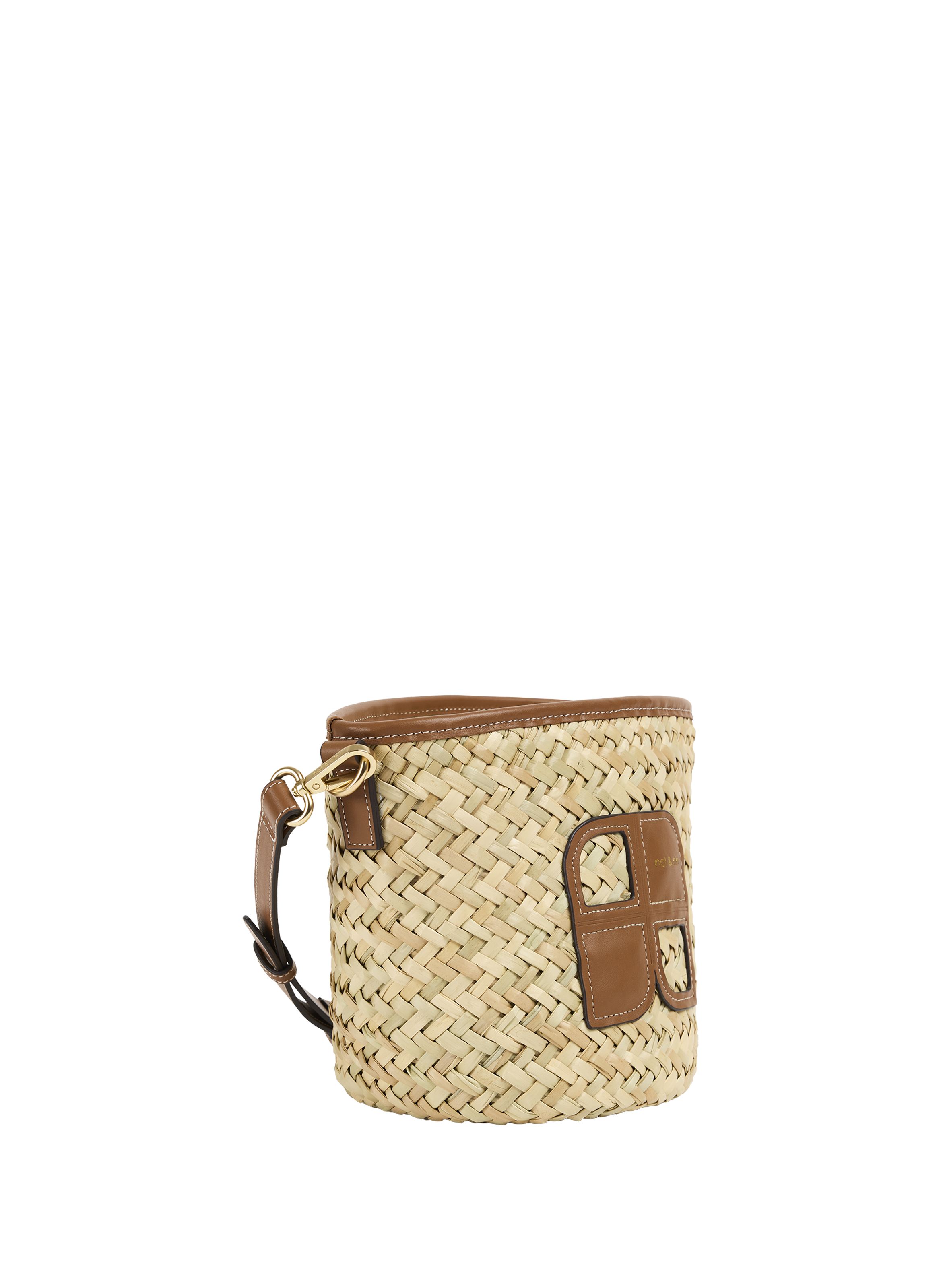 Paolo straw and leather bucket bag NAT & NIN Brown