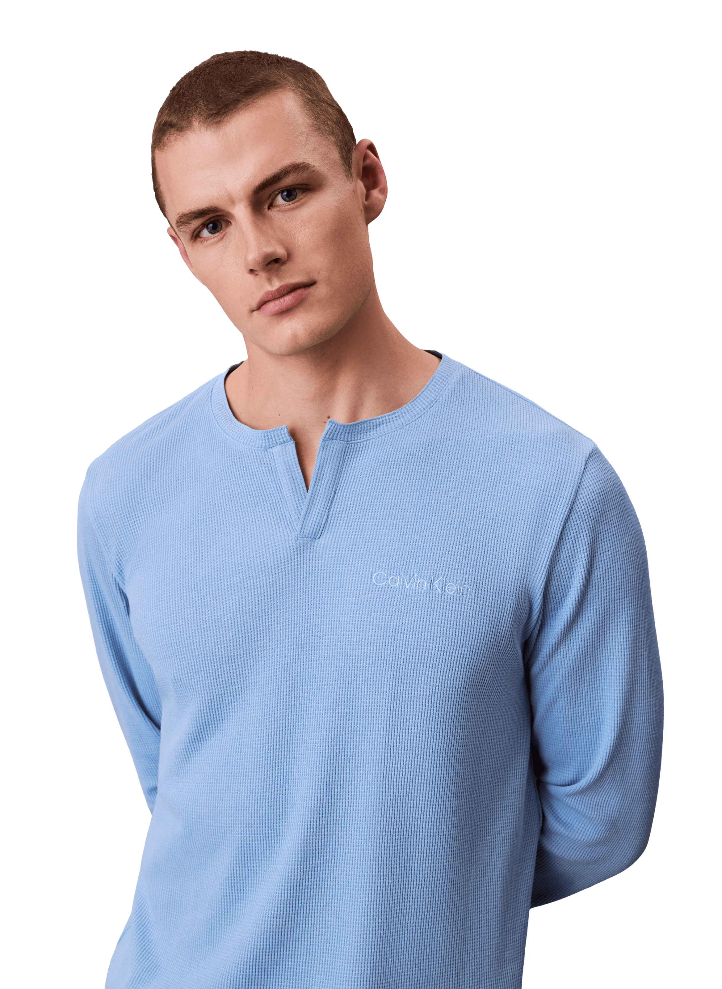 Haut de pyjama en coton texturé CALVIN KLEIN Bleu