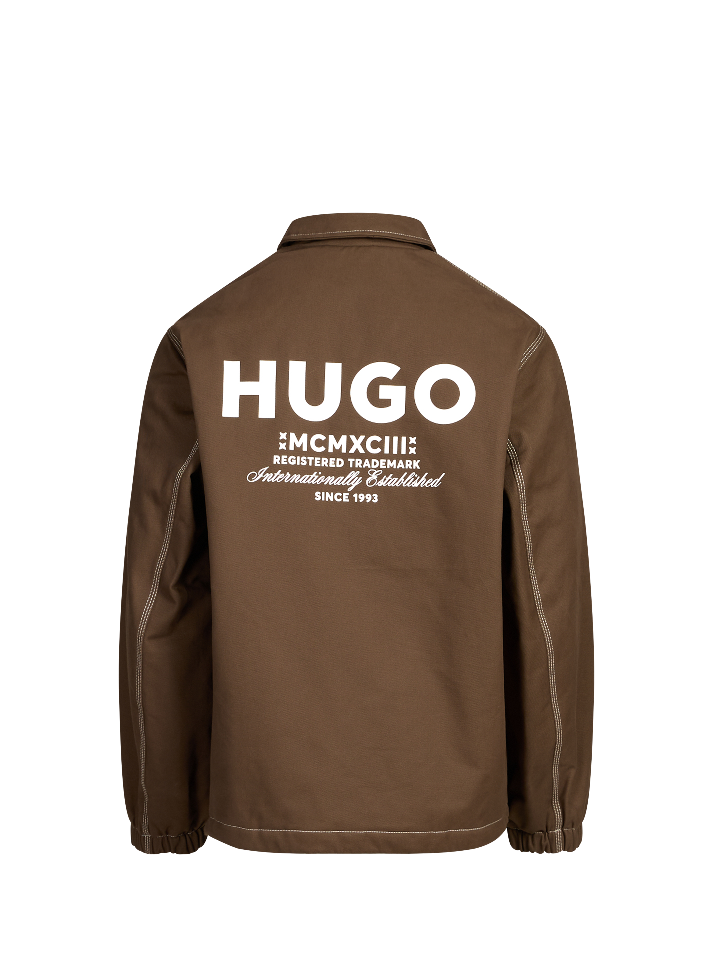 Oversized jacket with classic cotton collar HUGO BLUE Brown