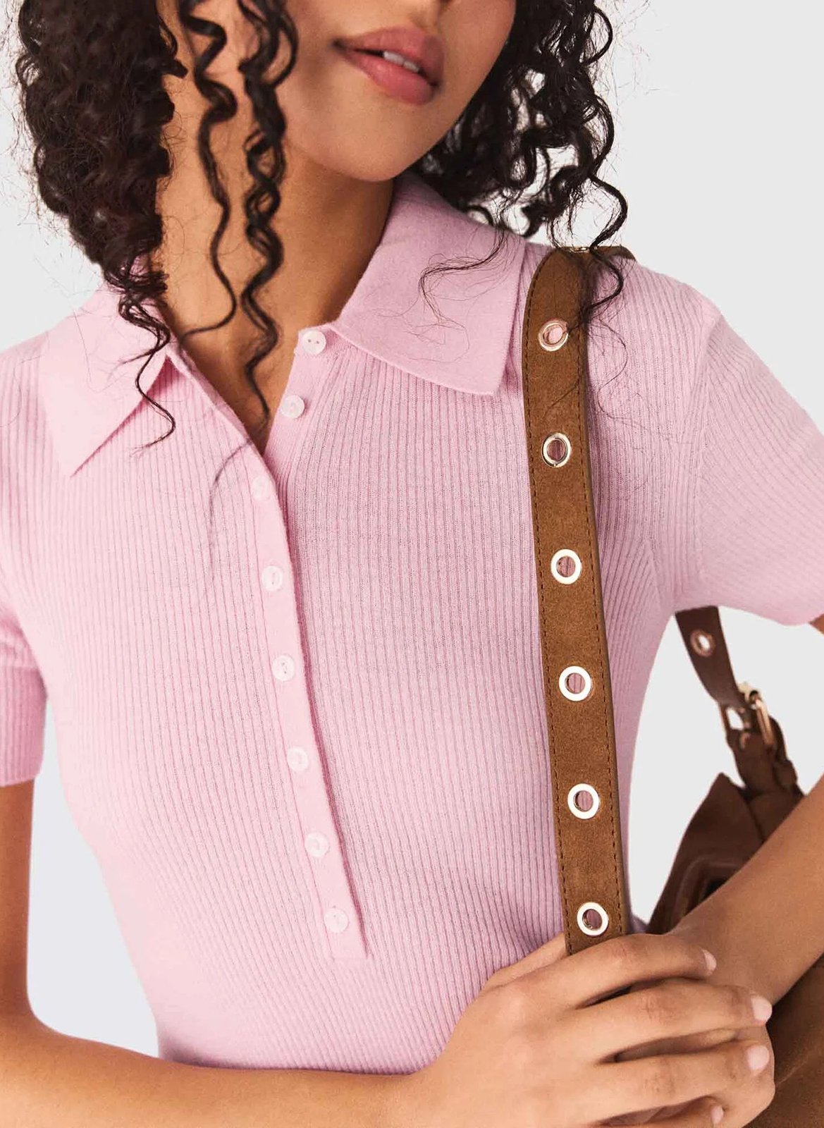 Polo en laine mélangée MAJE Rose