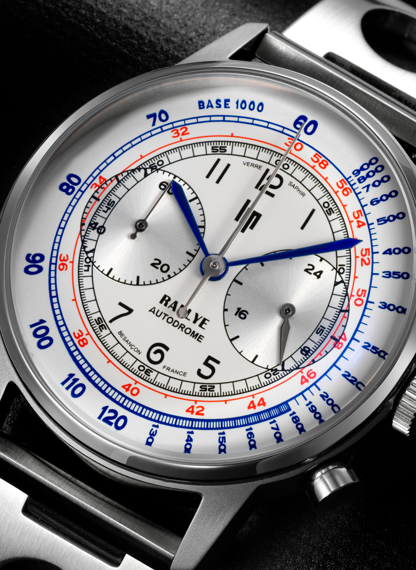 Montre Rallye Méca-Quartz chronographe en acier inoxydable LIP Blanc