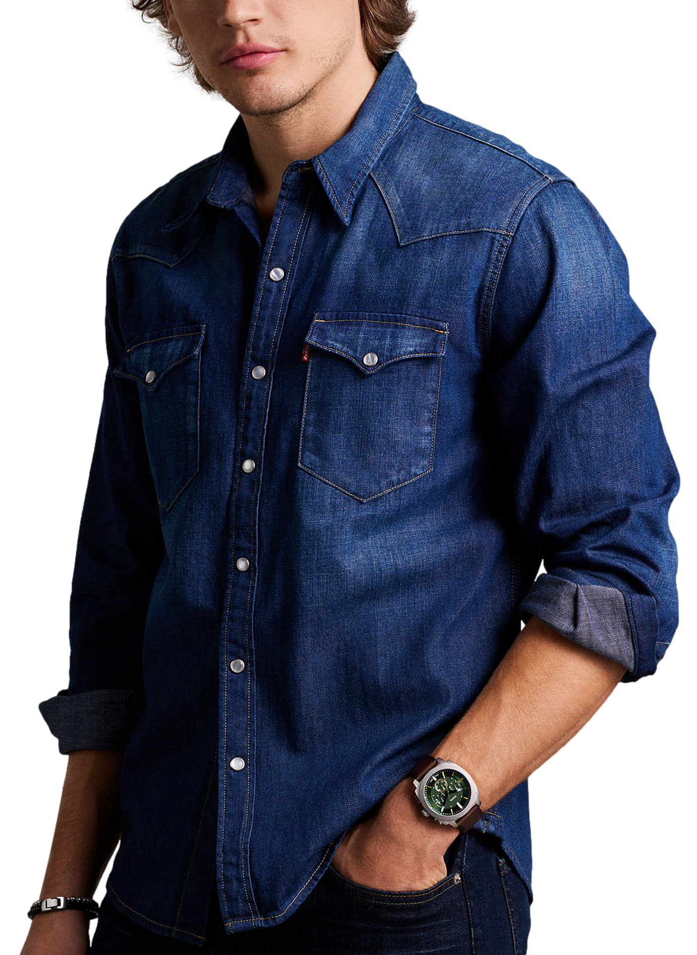 Montre Machine bracelet en cuir FOSSIL Vert