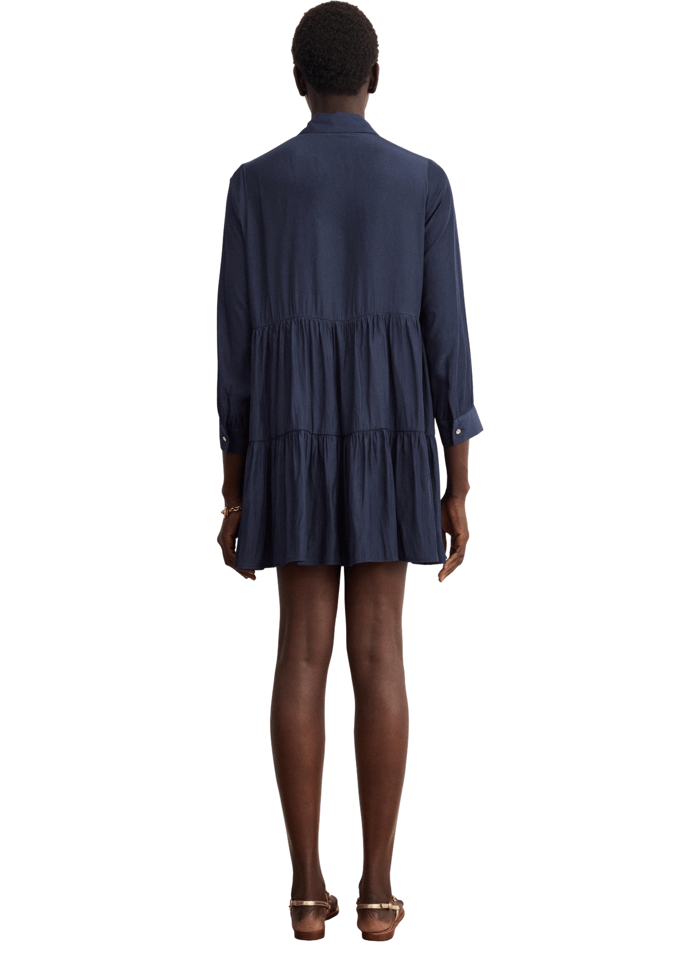 Robe chemise courte à volants - amance PABLO Bleu