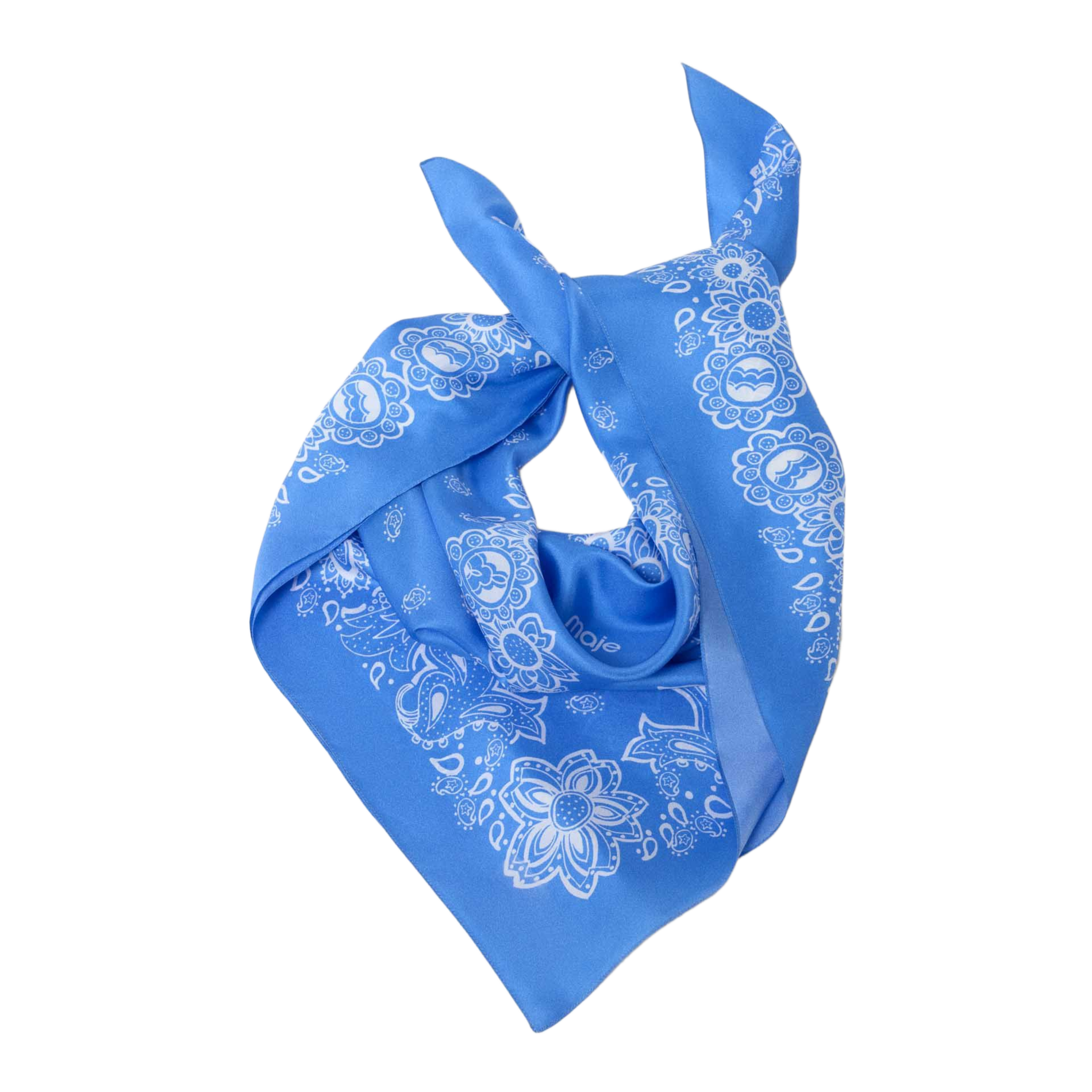 Foulard en soie imprimé MAJE Bleu