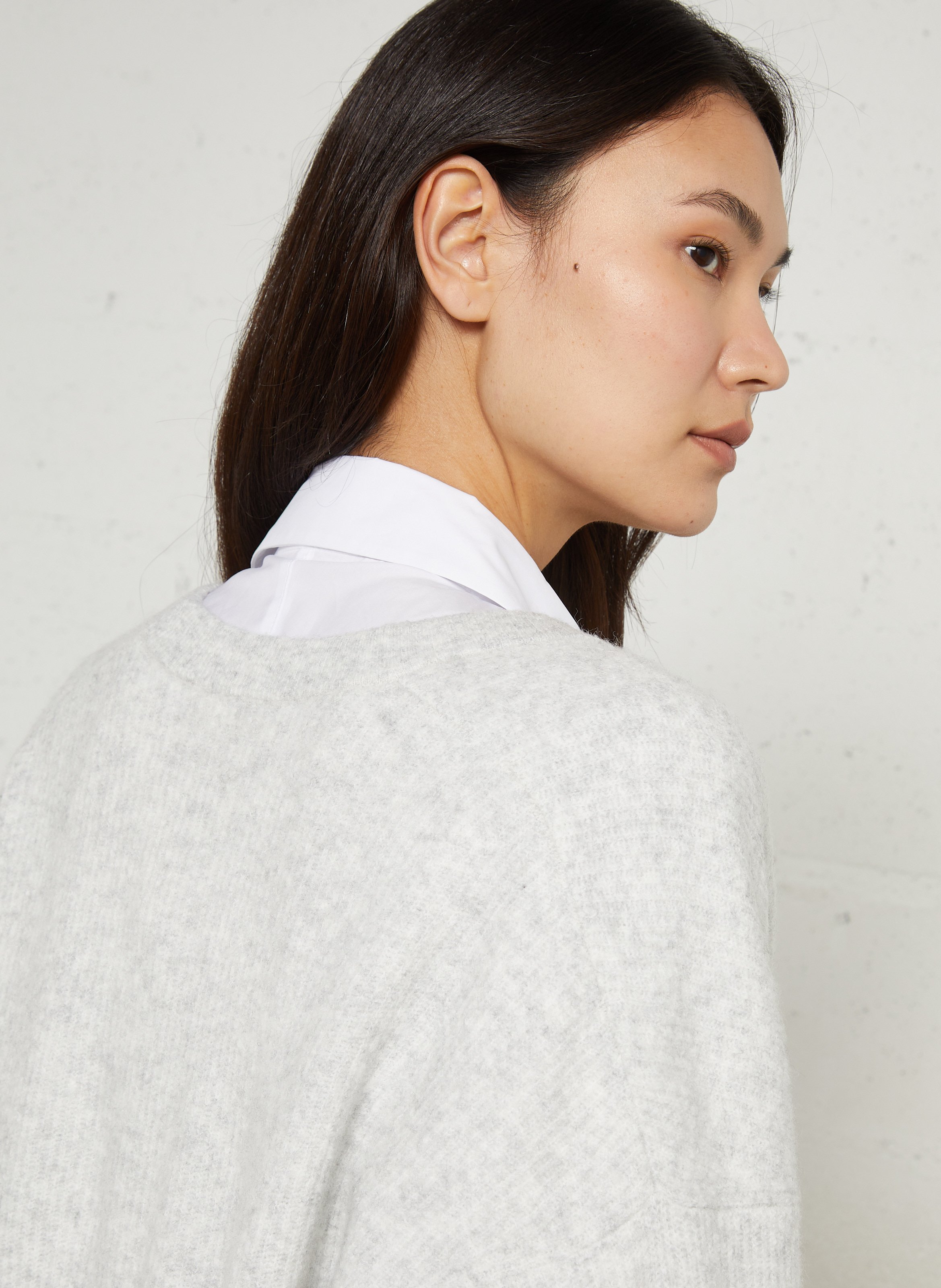 Gilet oversize col rond en maille damsville AMERICAN VINTAGE Gris