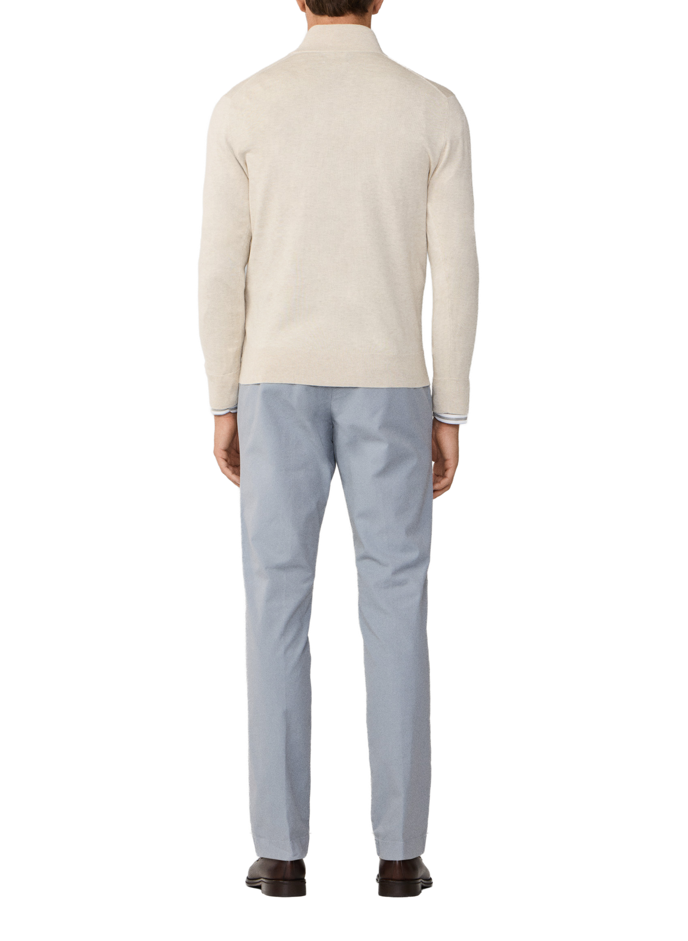 Cotton and silk zip-neck jumper HACKETT Beige
