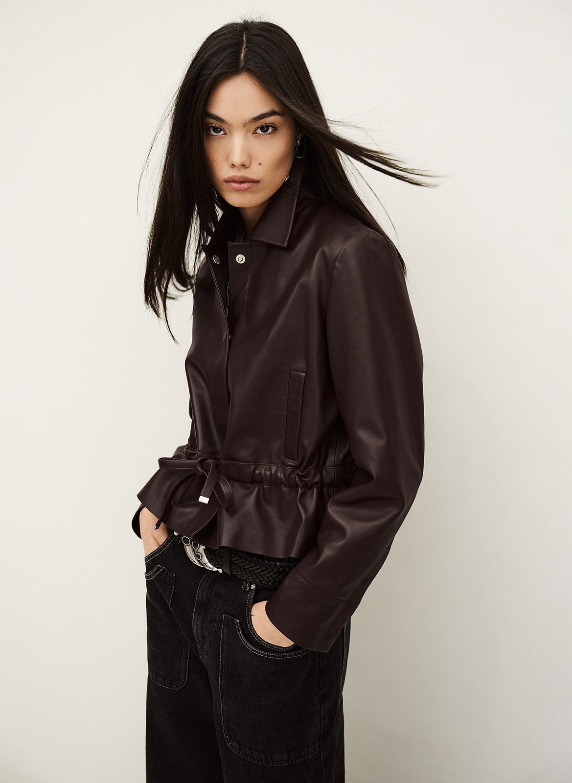 Veste col classique en cuir manita BA&SH Violet