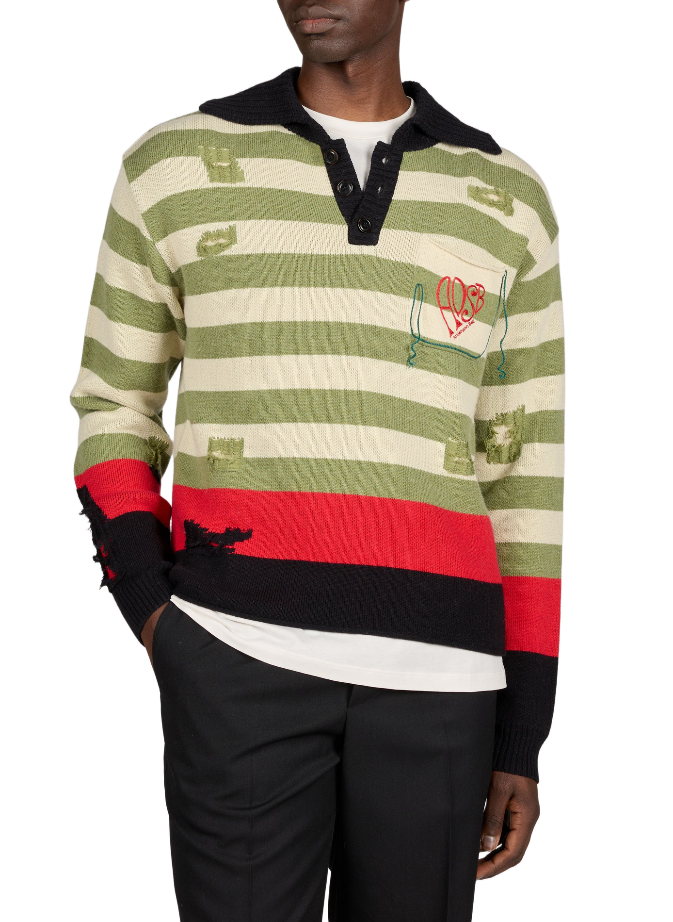 Polo sweater with striped collar. ANDERSSON BELL Multicolour
