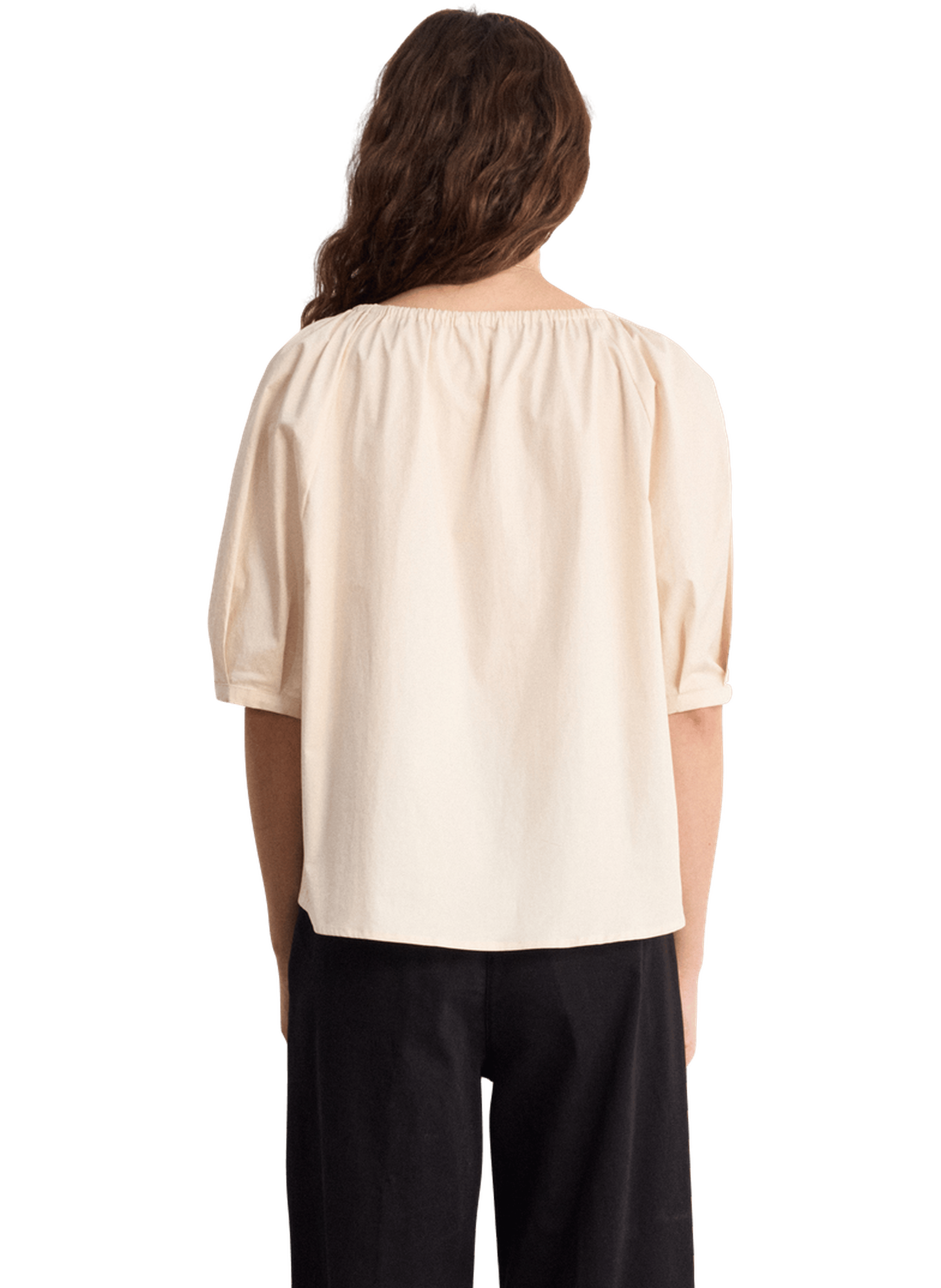 Blouse encolure élastiquée en coton - cerise PABLO Beige