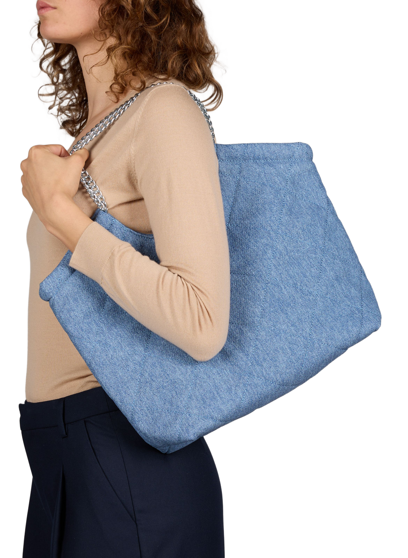 Sac cabas en denim matelassé AU PRINTEMPS PARIS Bleu