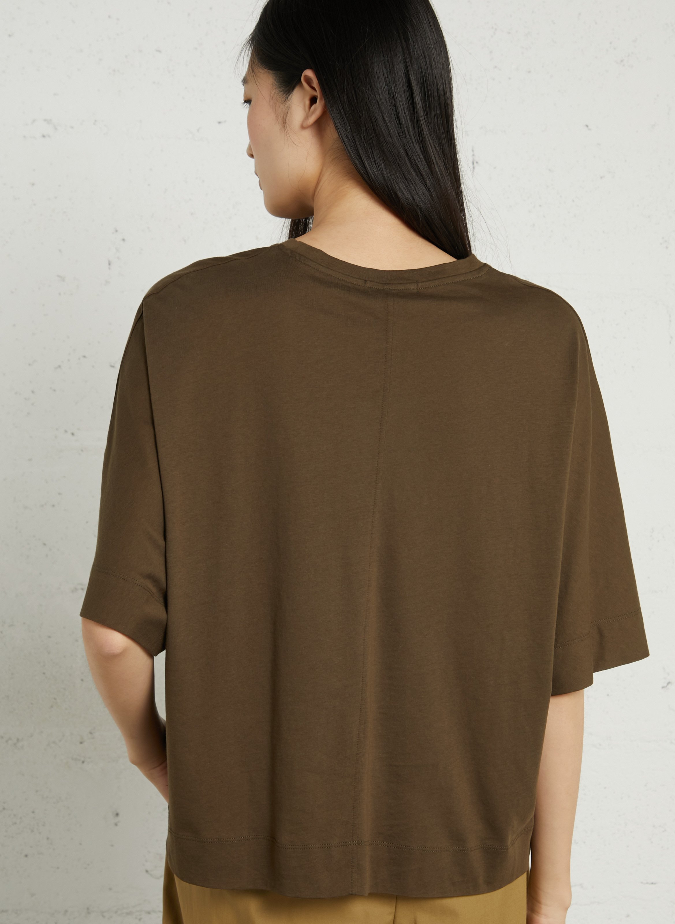 Tee-shirt ample col rond en coton bio helsinki SOEUR Kaki