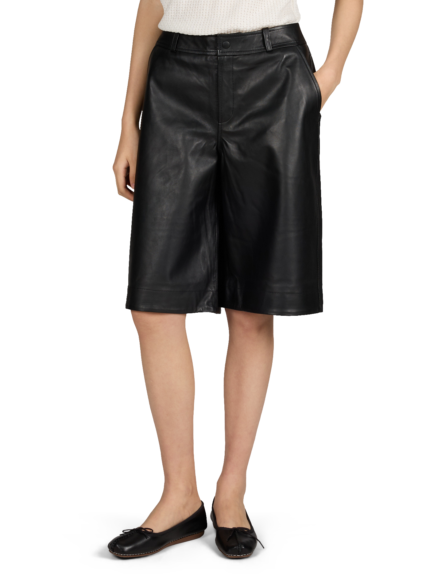 Roucelia lamb leather Bermuda shorts ROUGE EDIT