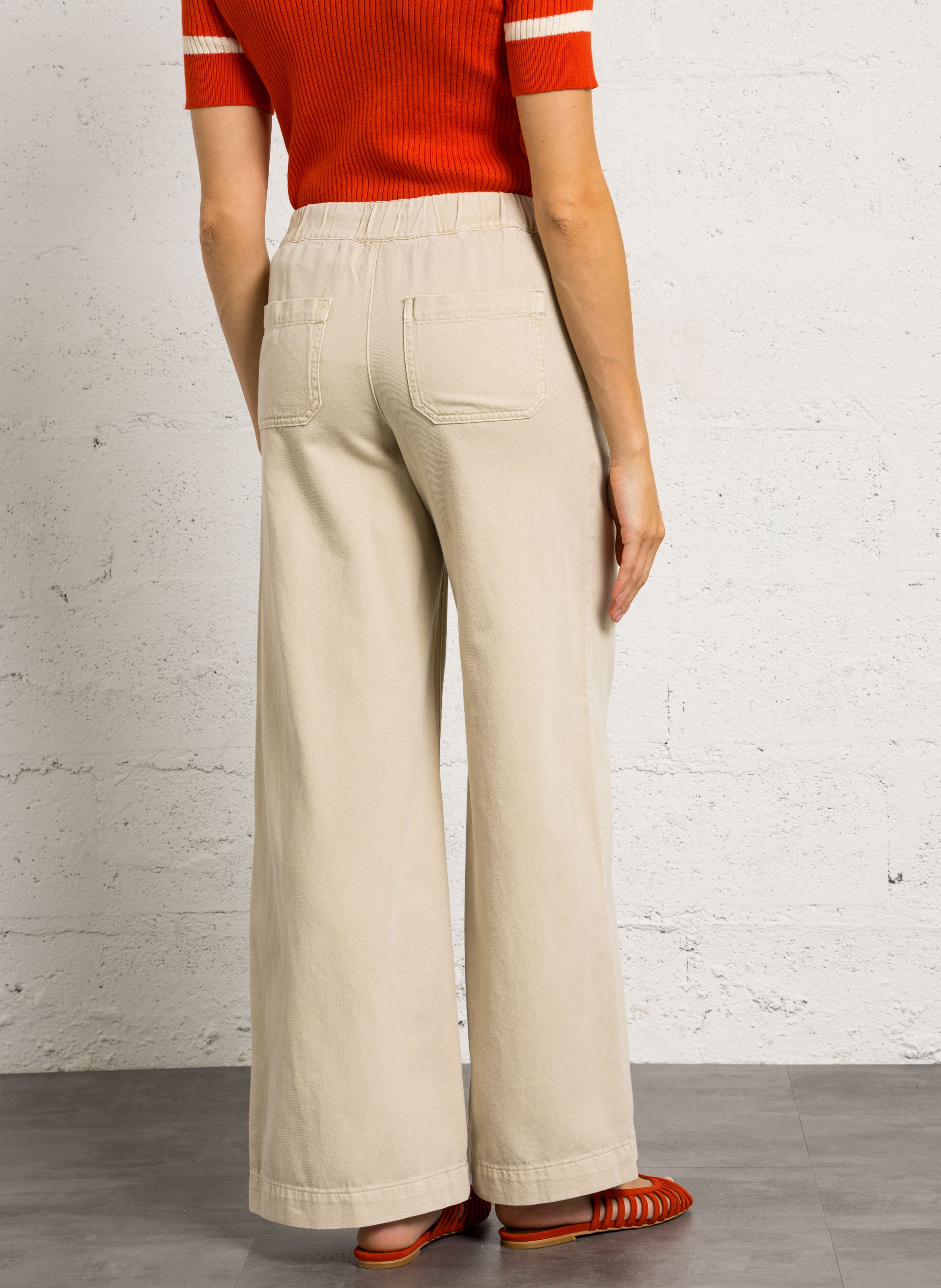 Pantalon large en coton malo MAISON 123 Blanc