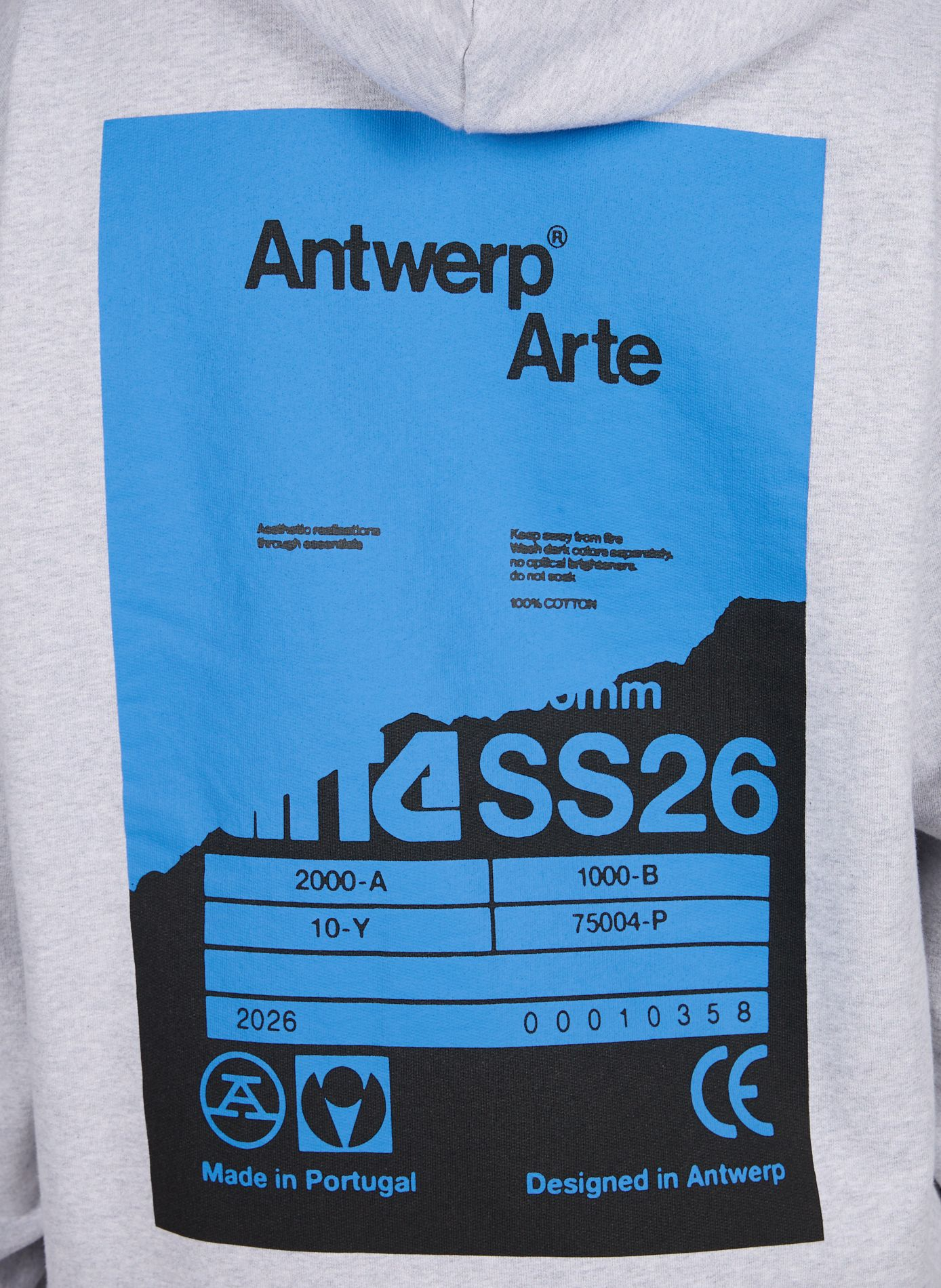 Sweat à capuche imprimé au dos en coton ARTE ANTWERP Gris
