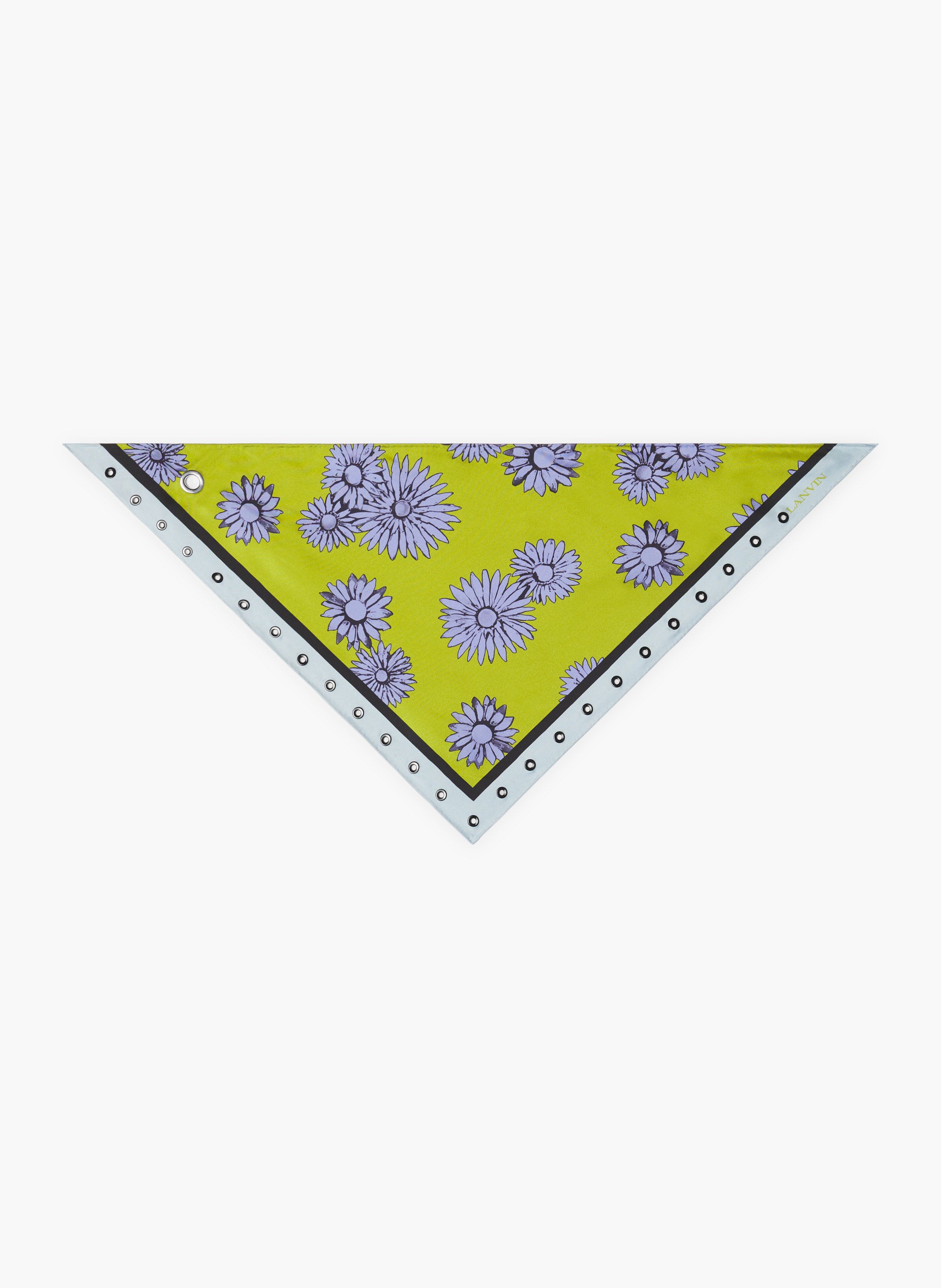Foulard triangle à motifs marguerite en soie LANVIN Vert