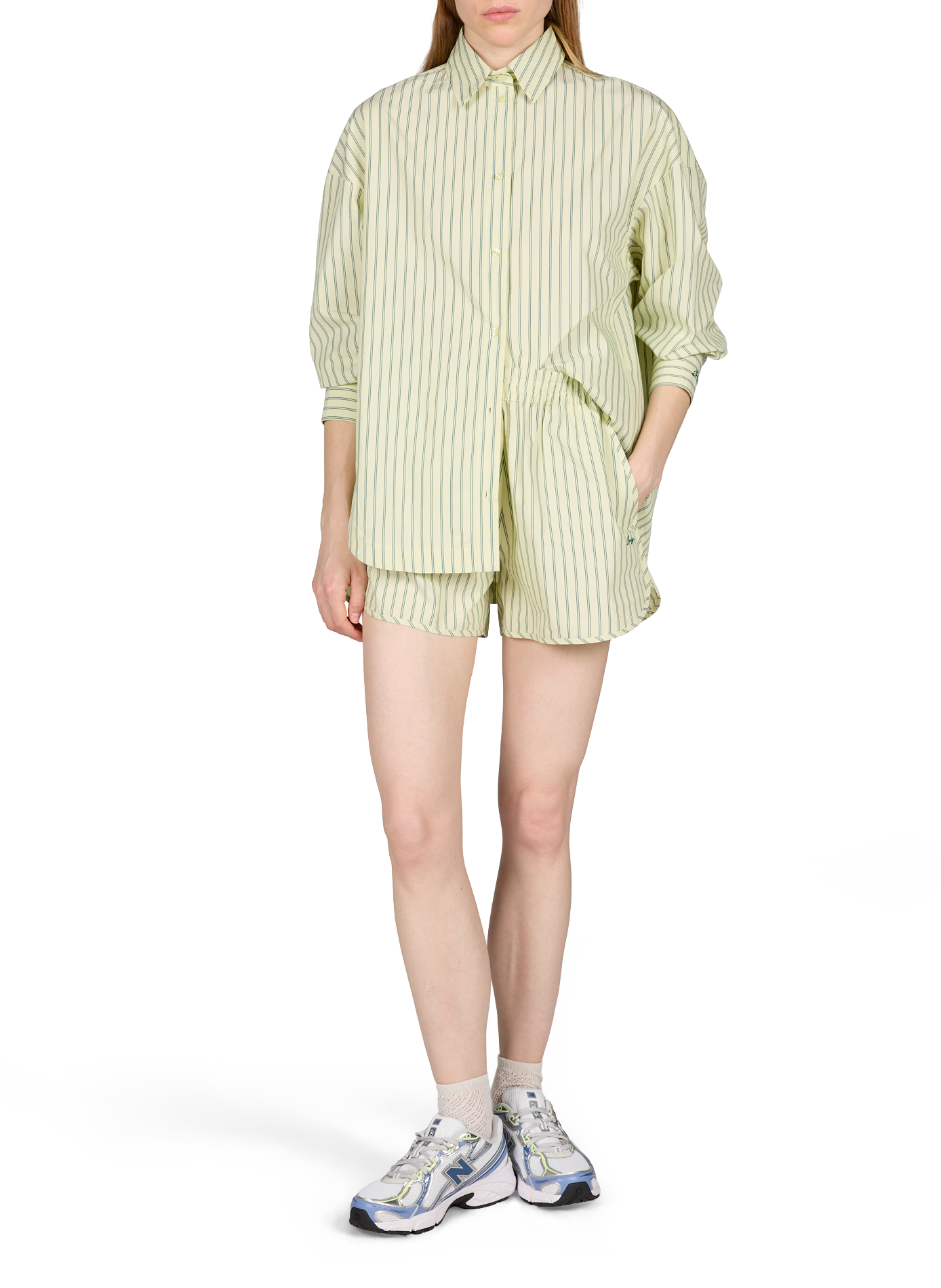 Camisa a rayas de algodón BOSS Verde