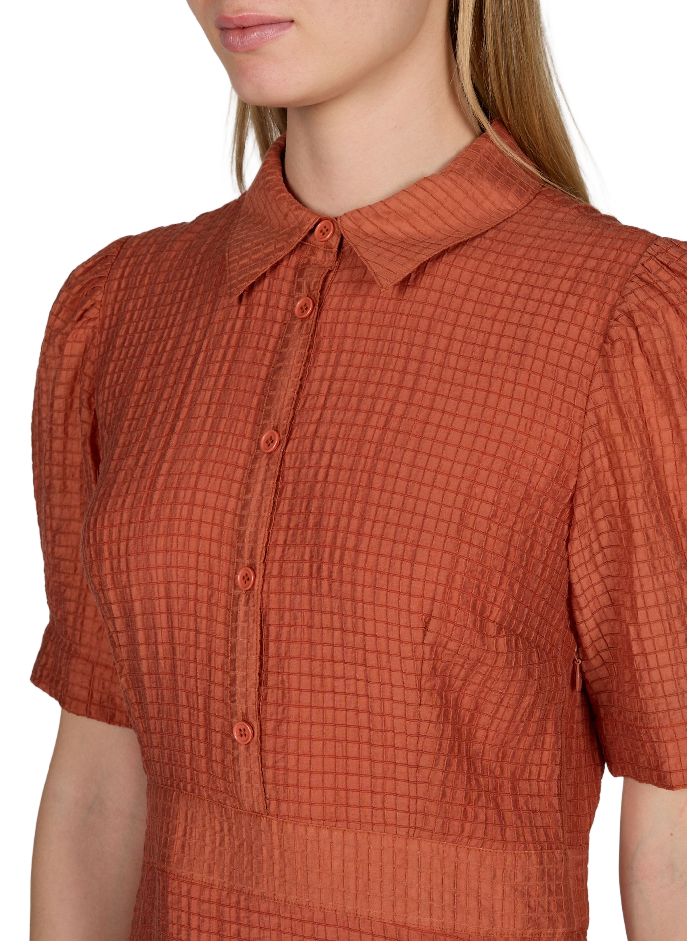 Flared midi dress in small checks PETITE MENDIGOTE Pink