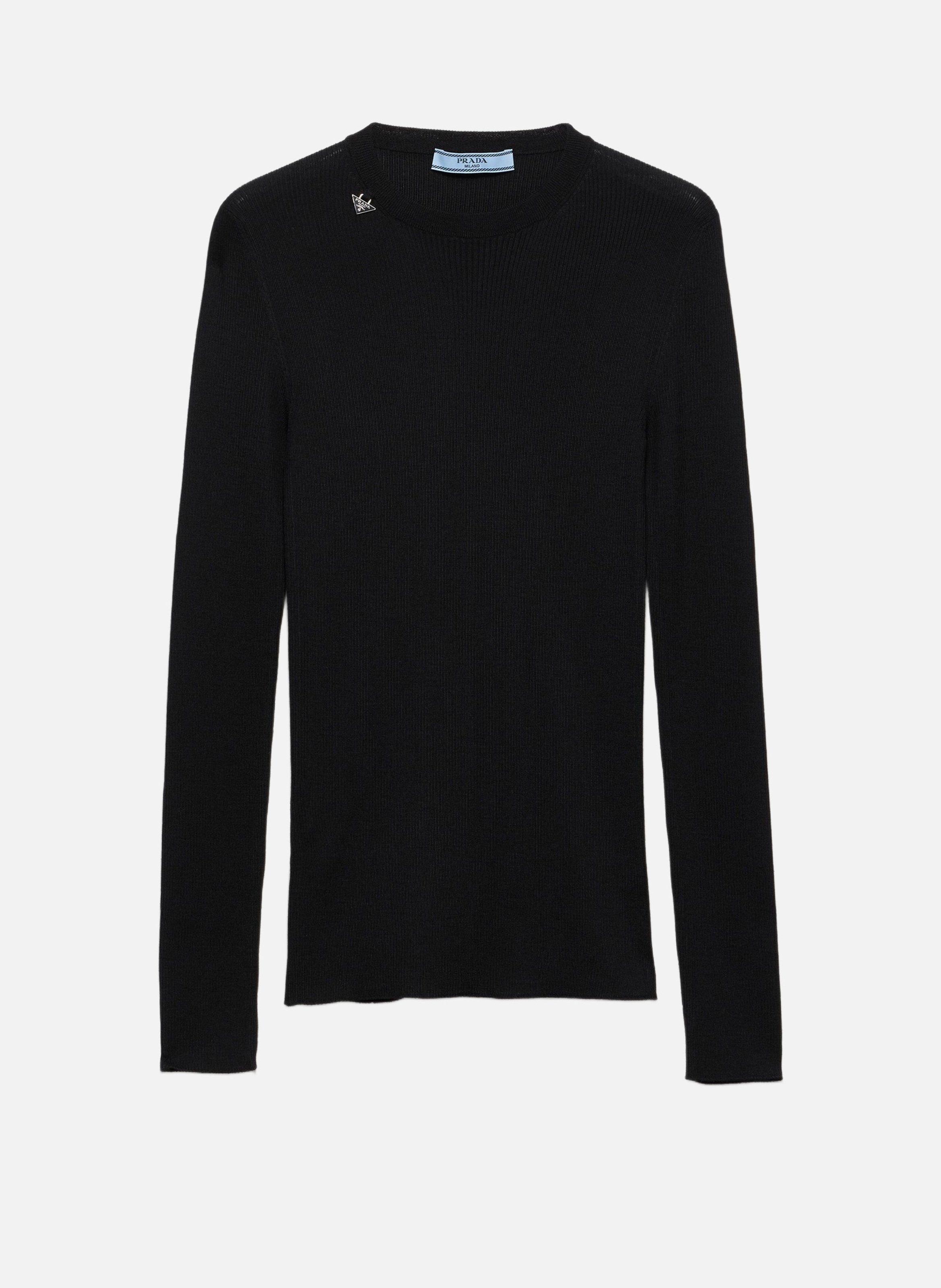 Pull à col rond en laine PRADA Noir