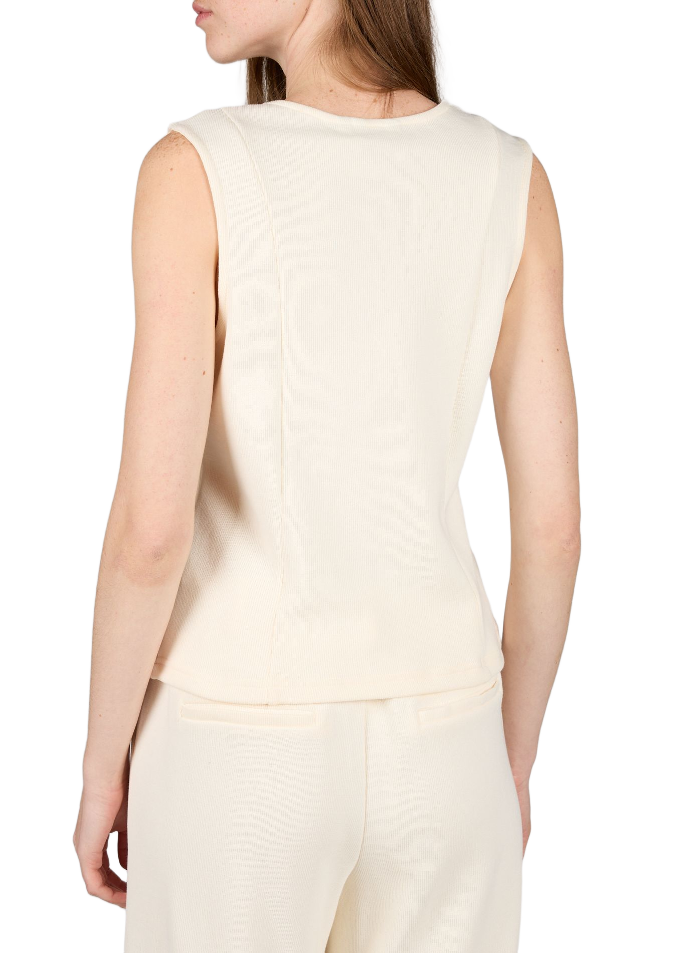 Gilet col V sans manches en coton mélangé OBJECT Blanc