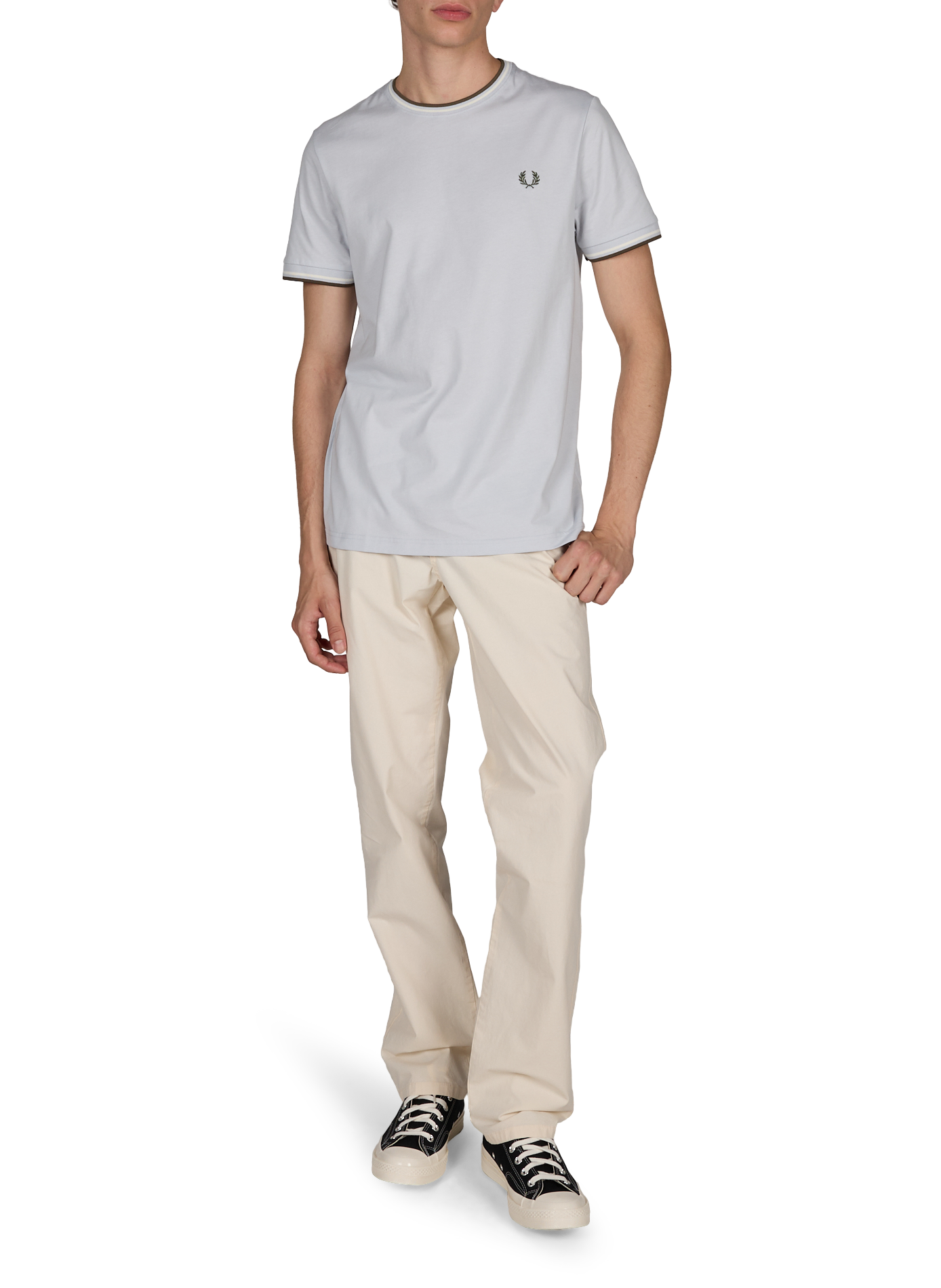 Plain round neck cotton T-shirt FRED PERRY Blue