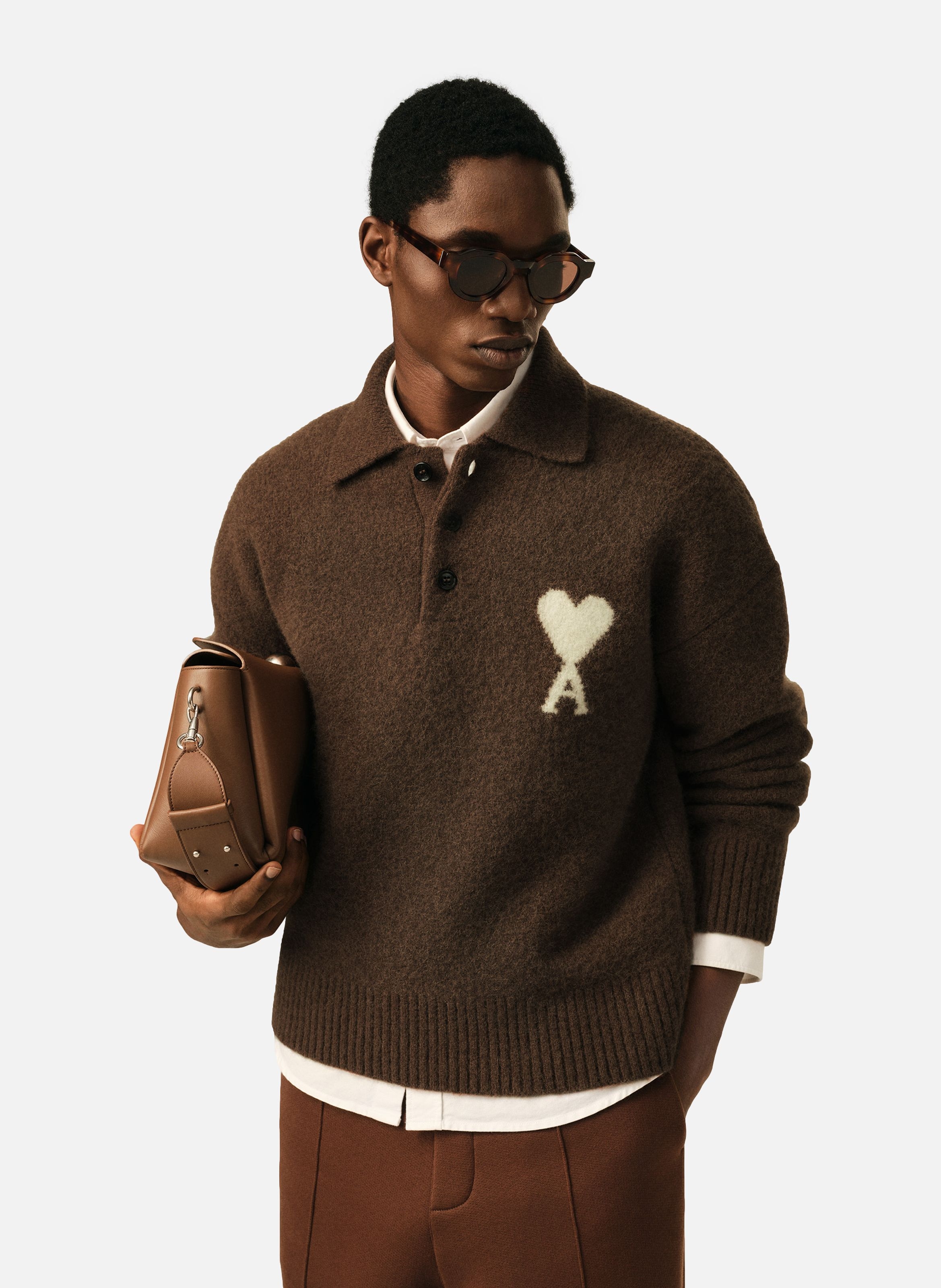 Polo unisexe en alpaga ami de coeur AMI PARIS Marron