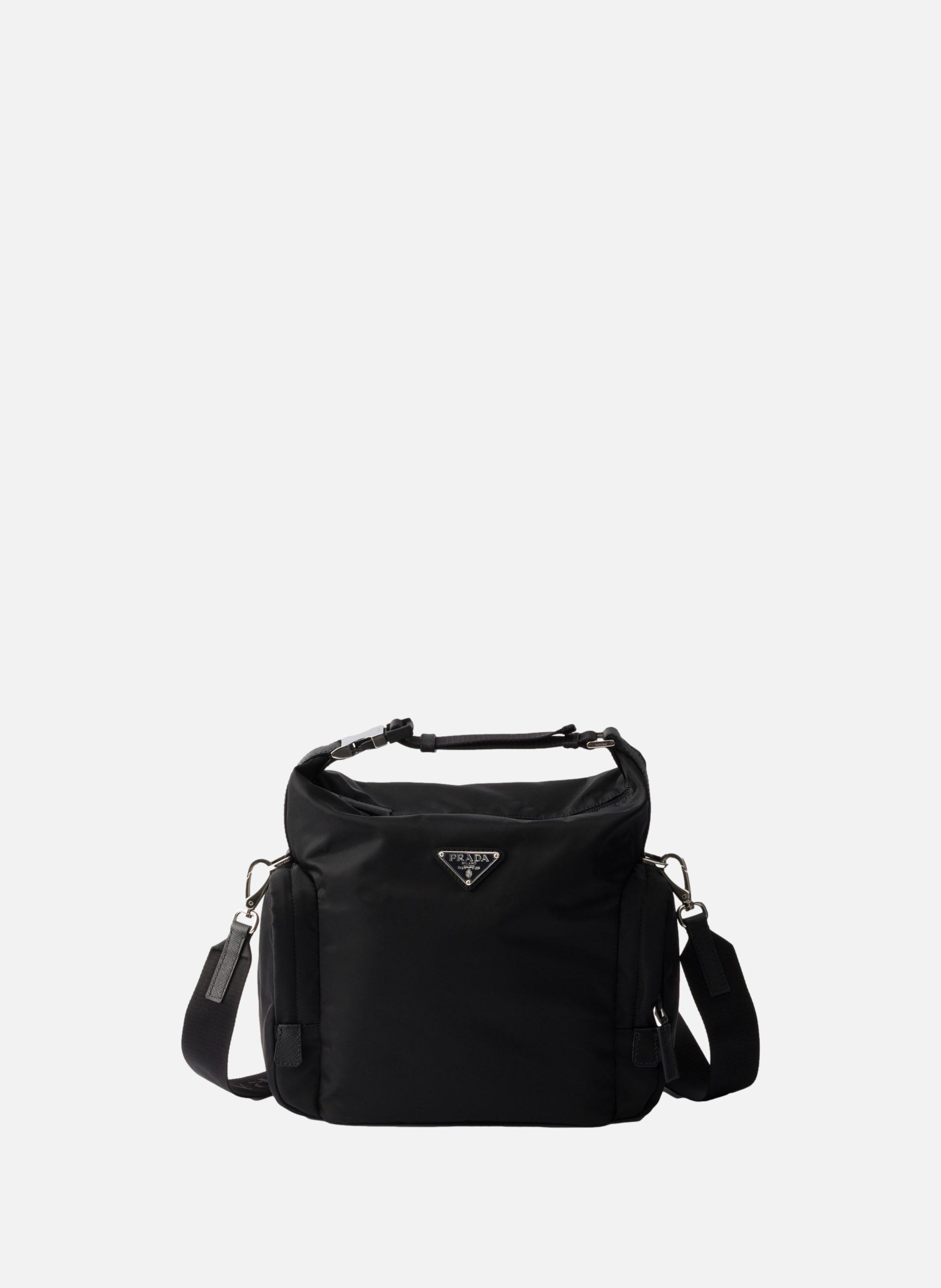 Sac porté épaule en re-nylon et cuir saffiano PRADA Noir