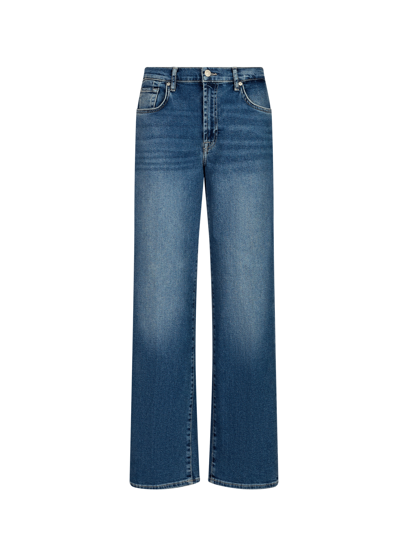 Straight Cropped Stovepipe Jeans in Cotton Blend 7 FOR ALL MANKIND Blue