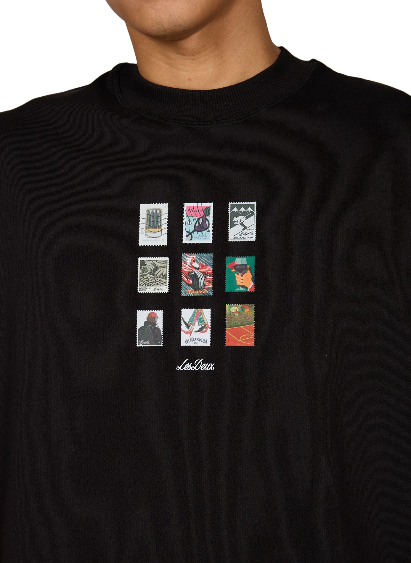 T-shirt imprimé en coton bio LES DEUX Noir