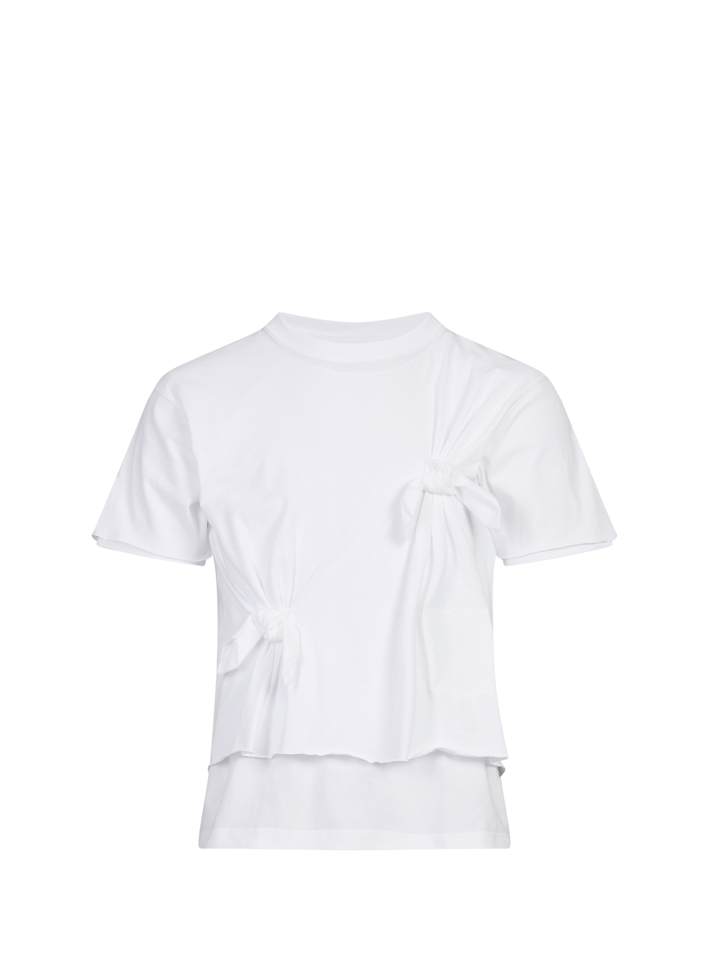 Einfarbiges Baumwoll-T-Shirt mit Schleifen WANSIE Weiss