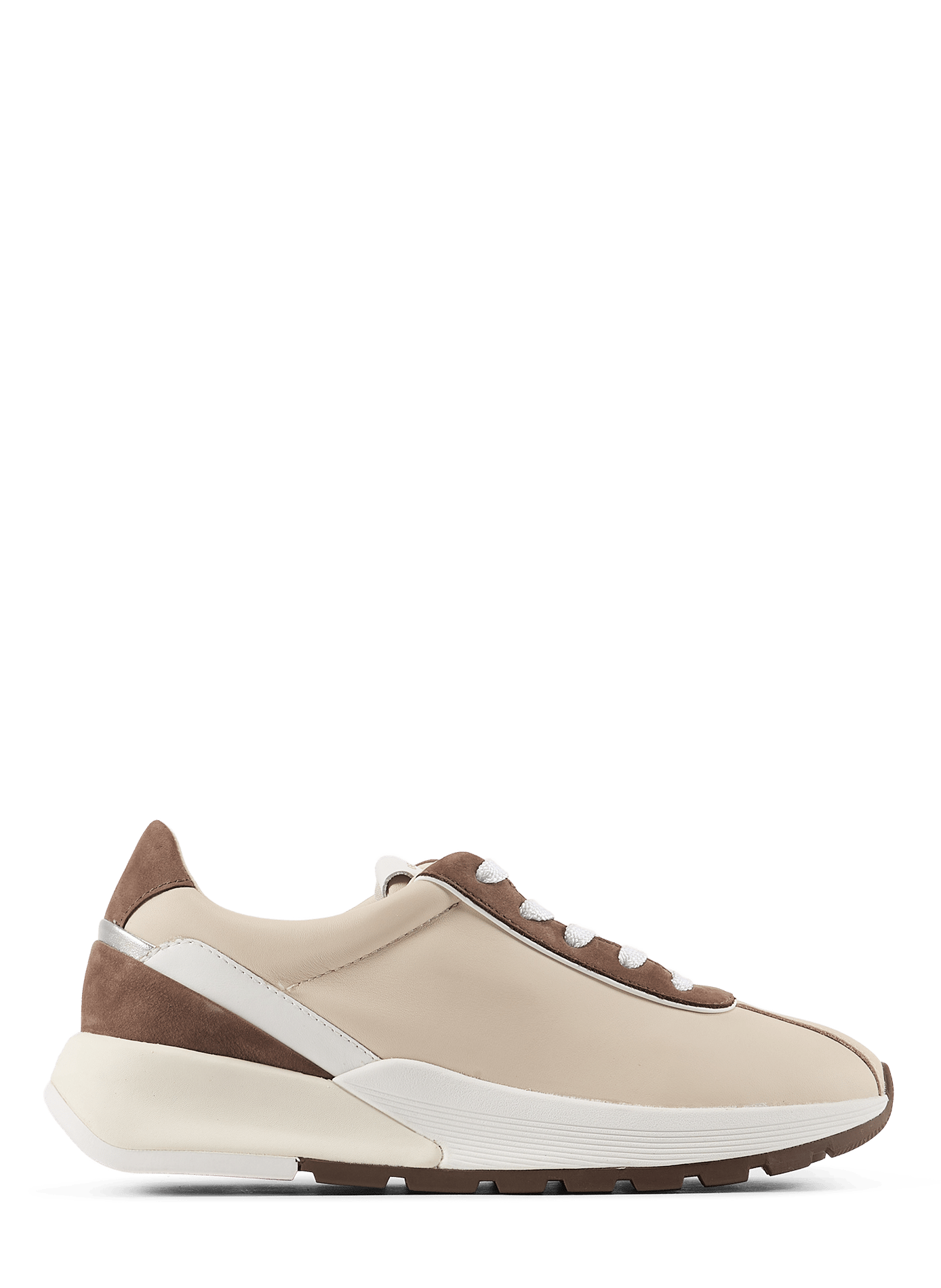 Low-top sneakers in mixed leather GEOX Beige