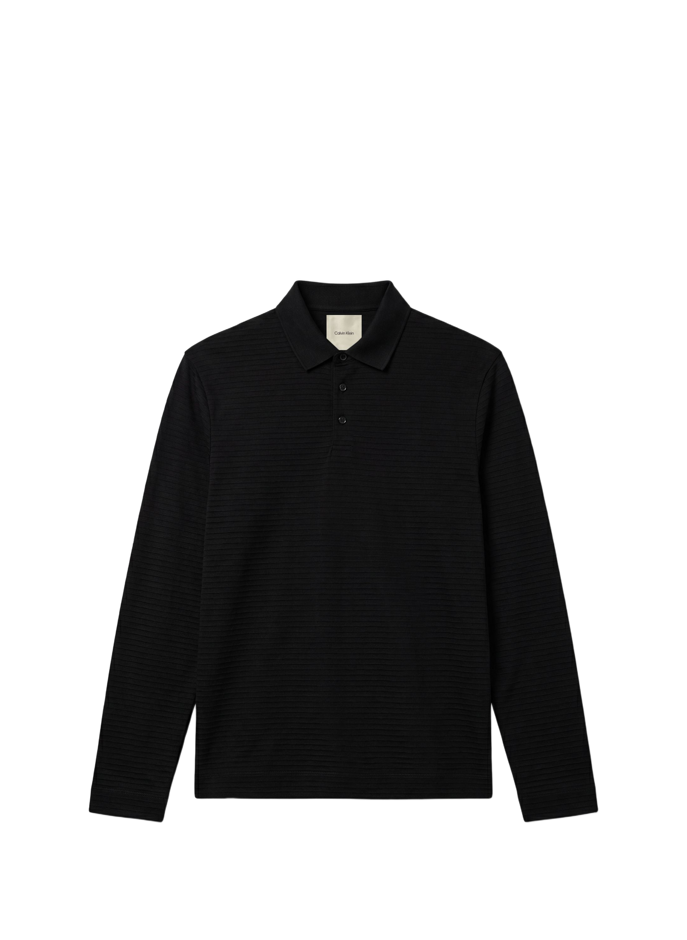 Polo manches longues côtelé en coton CALVIN KLEIN Schwarz