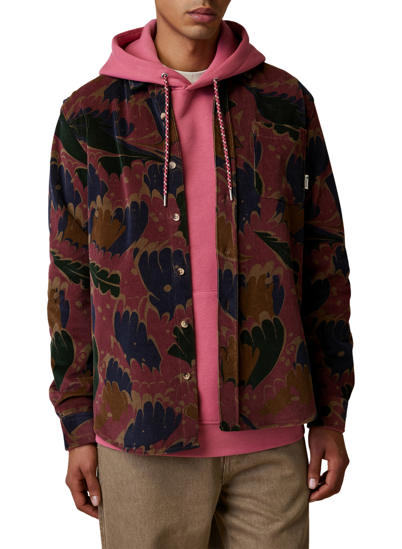 Surchemise droite imprimée en coton mélangé FAGUO Rose