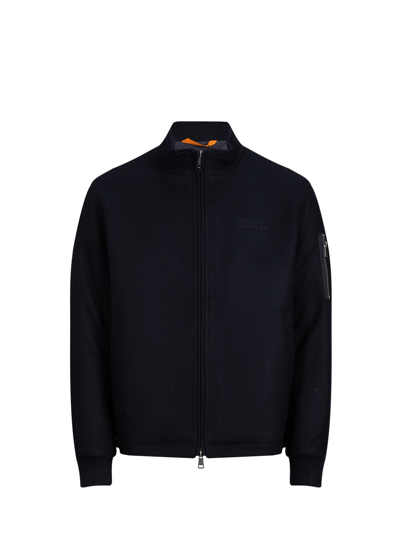 High-neck zip-up jacket in a wool blend BOMBERS ORIGINAL Blue