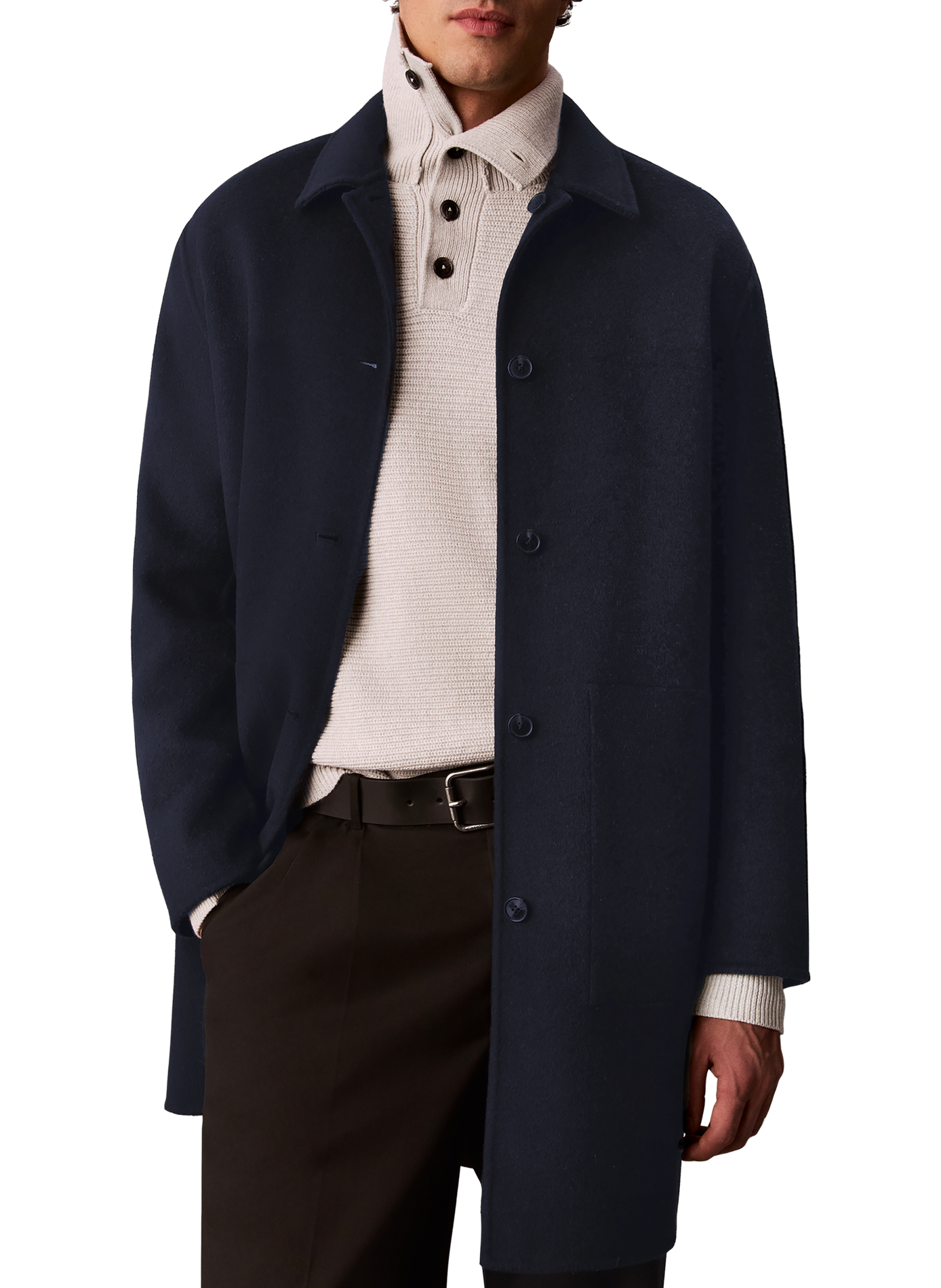 Straight wool-blend coat CALVIN KLEIN Blue