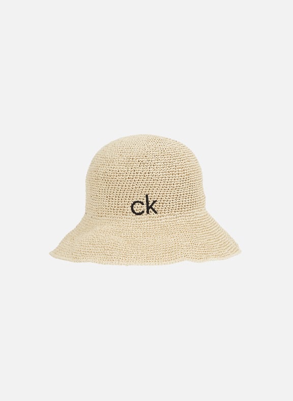 Straw bucket hat Beige by CALVIN KLEIN CALVIN KLEIN Straw bucket hat Beige