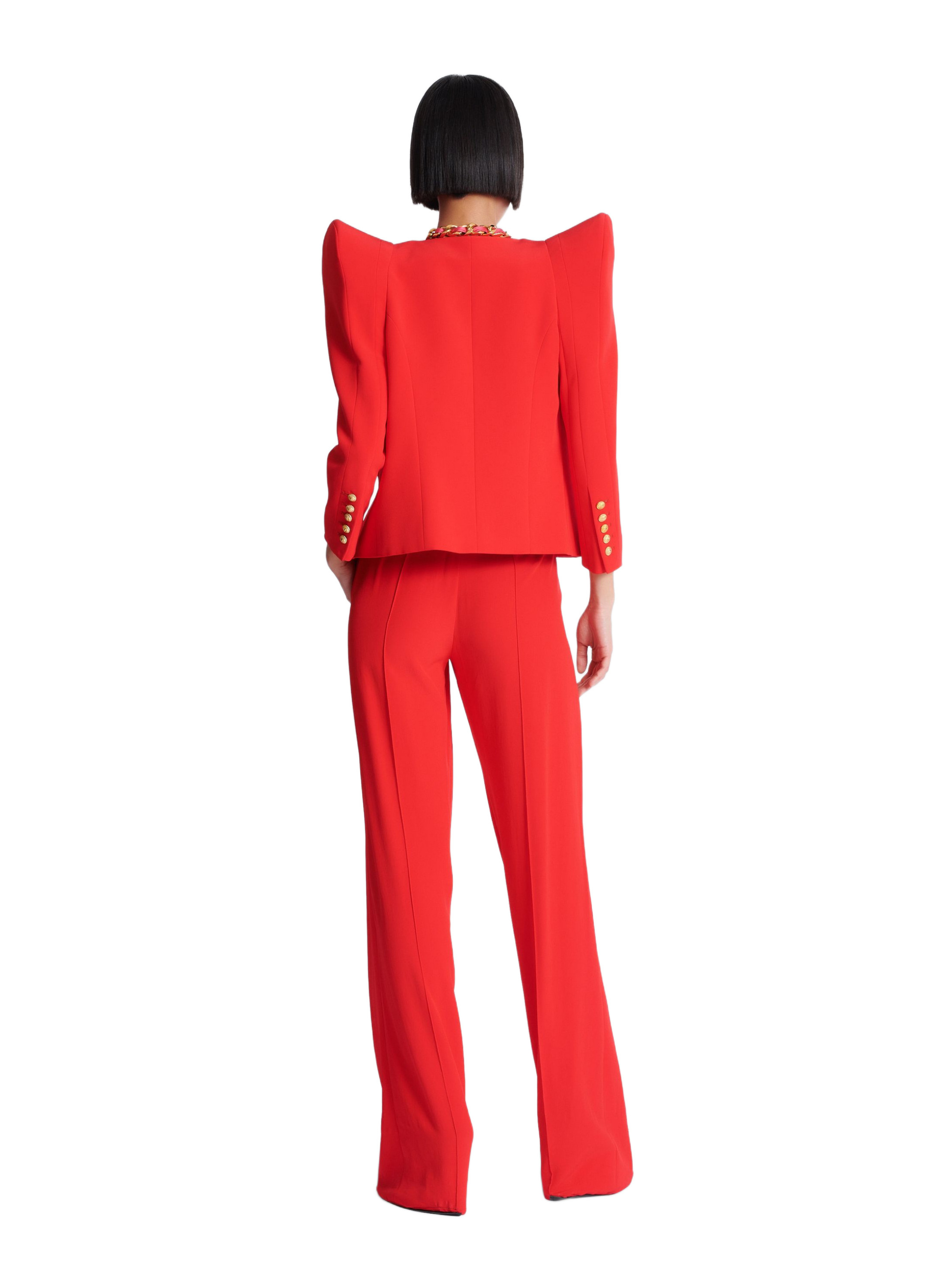 Spencer en crêpe à épaules structurées BALMAIN Rouge