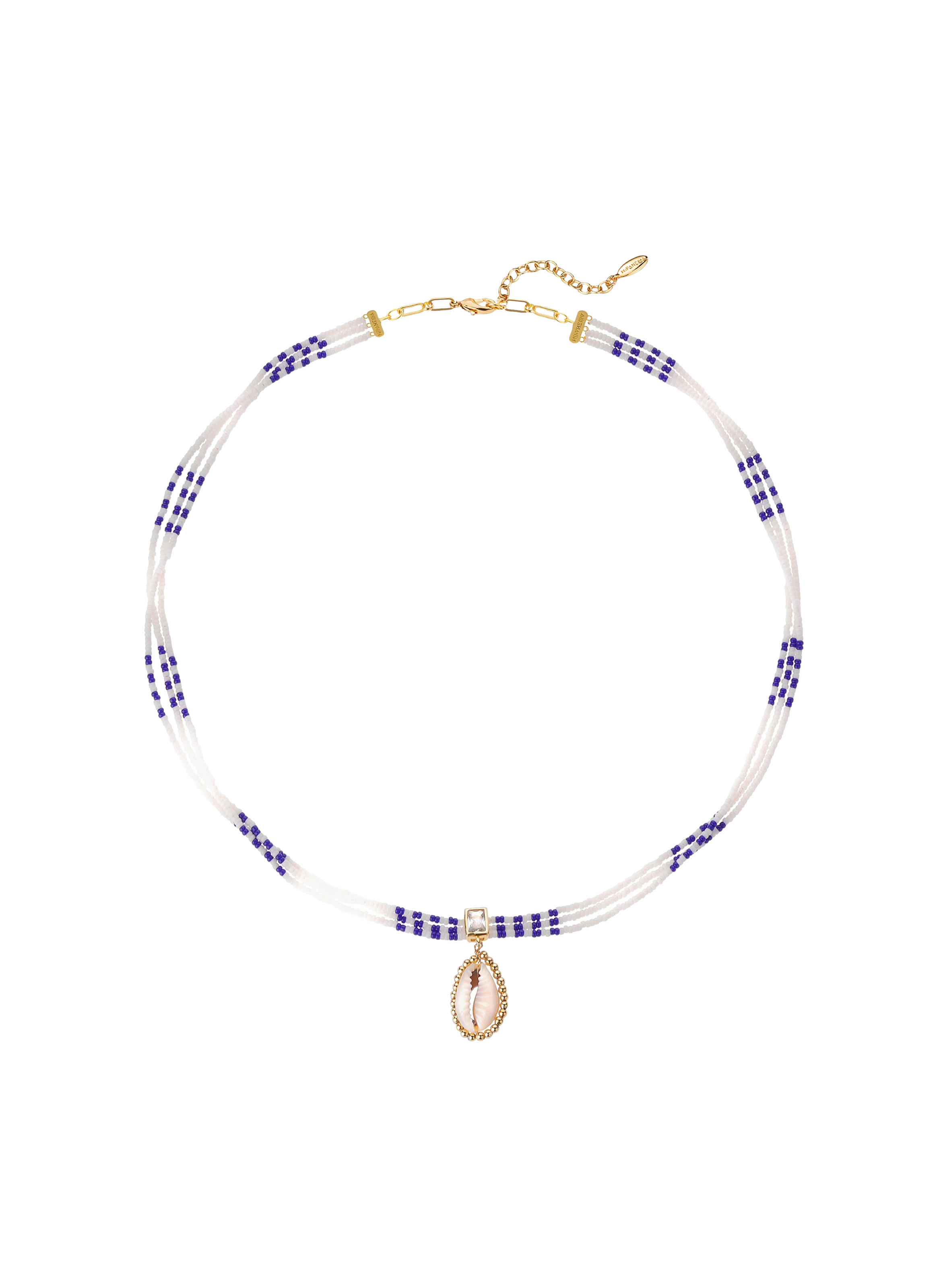 HIPANEMA Collier ajustable multirang avec perle et pendentif central nymphe Blanc