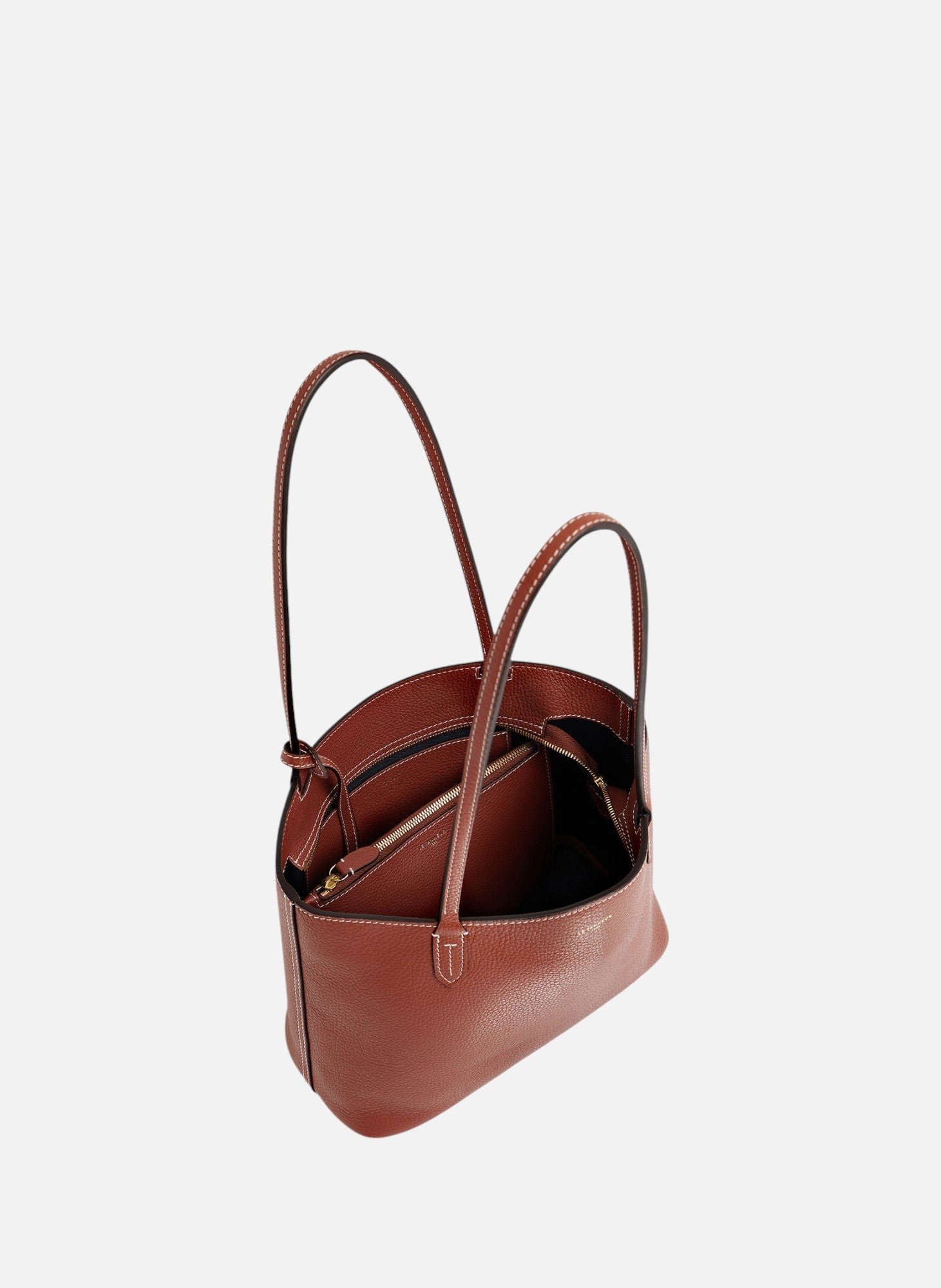 Petit sac cabas louise en cuir grainé LE TANNEUR Marron