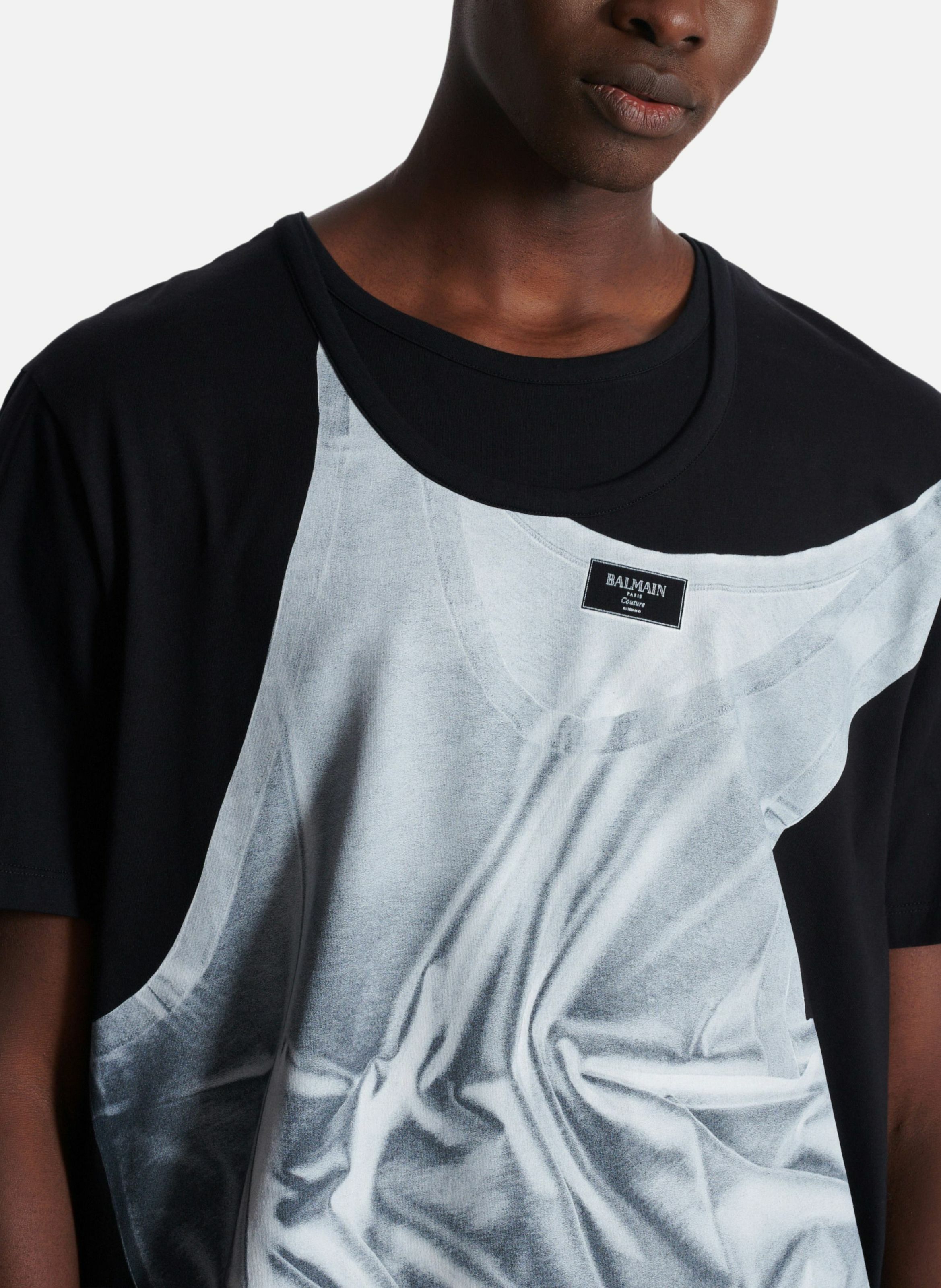 T-shirt imprimé trompe-l’œil débardeur BALMAIN Noir