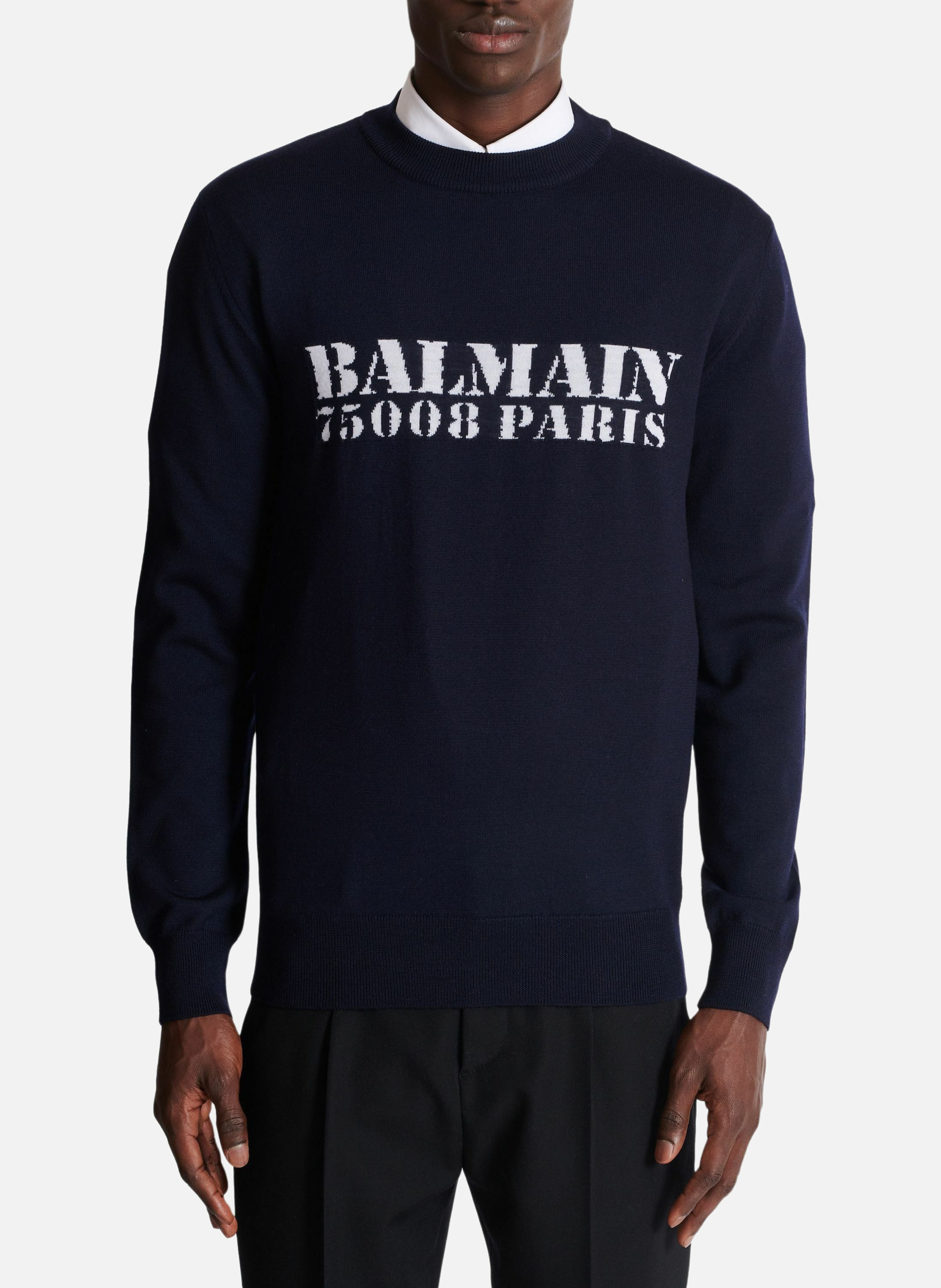 Pull en laine mérinos balmain stamp BALMAIN Bleu