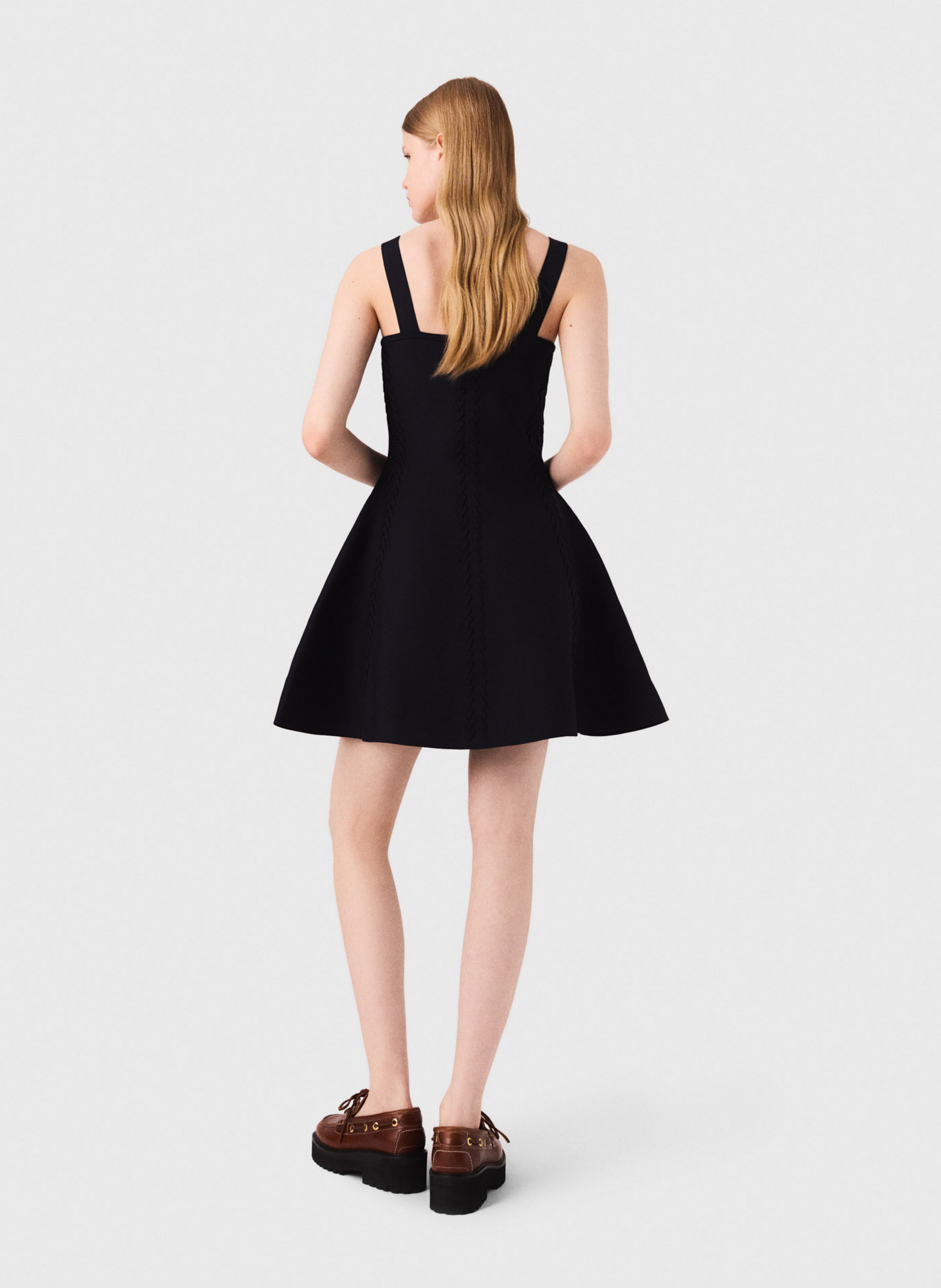 Robe courte patineuse à bretelles MAJE Bleu