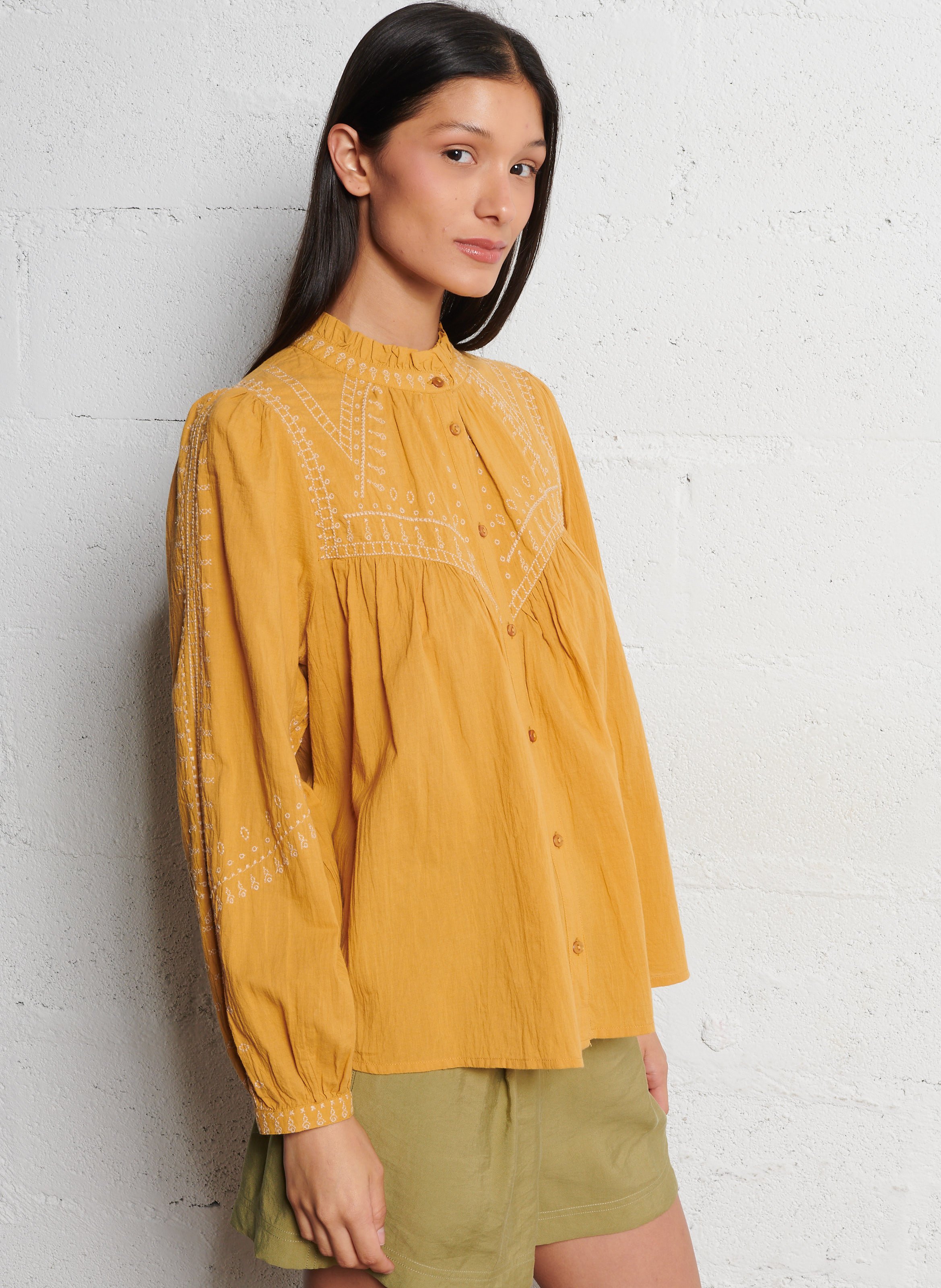 Chemise col victorien en coton jaky BA&SH Beige