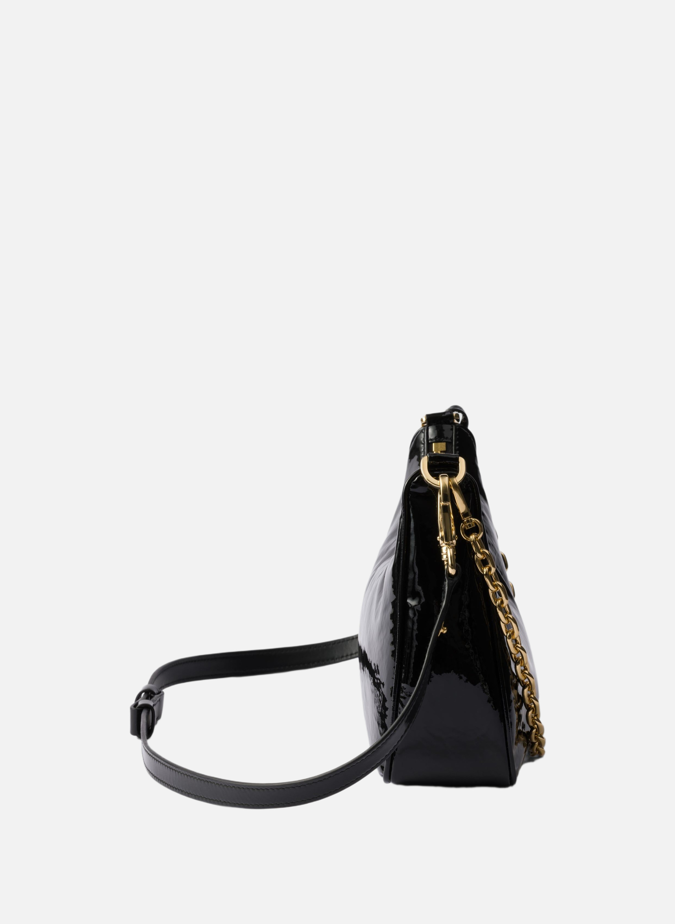 Mini sac prada re-edition en cuir verni naplak PRADA Noir