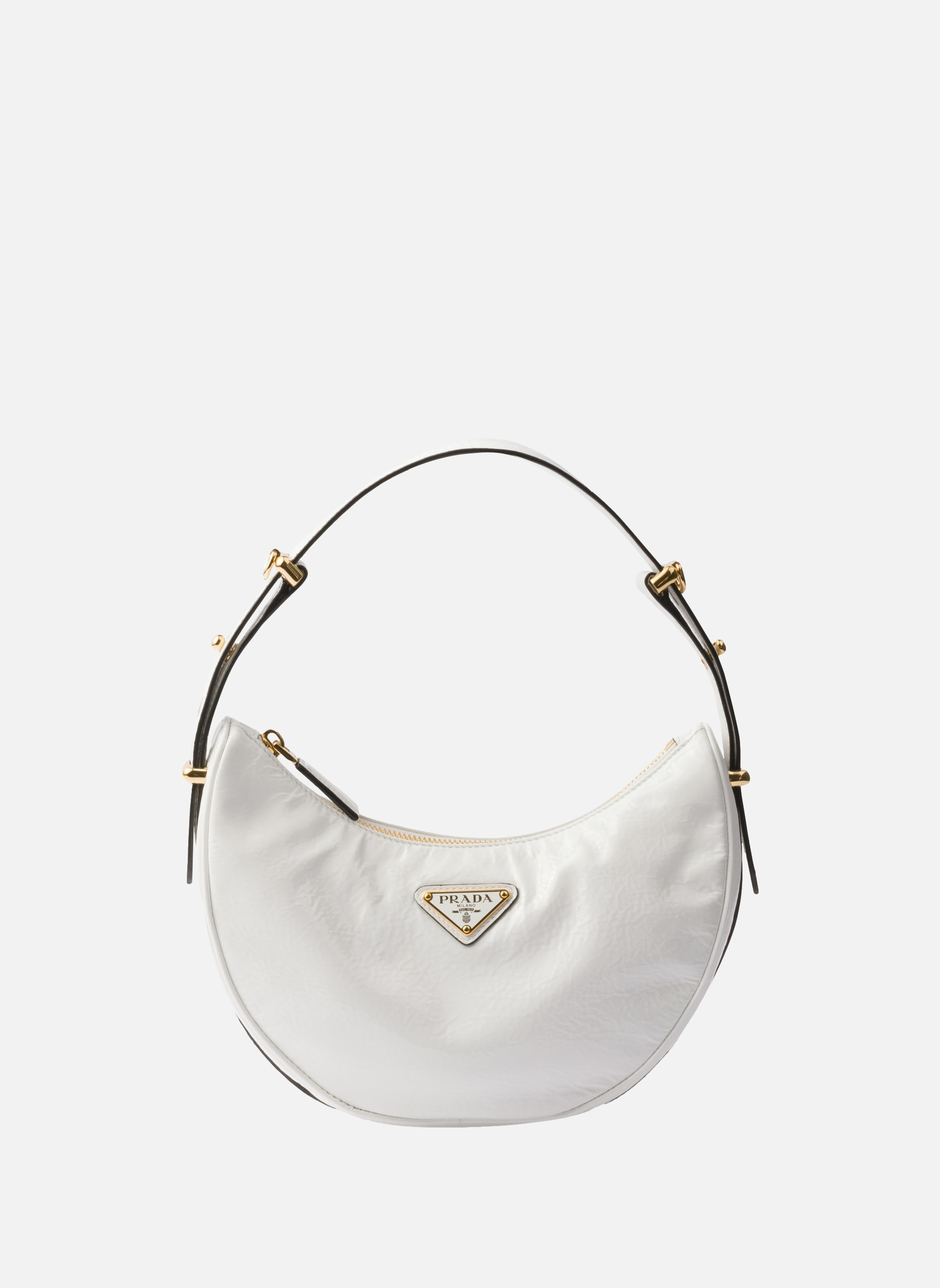 Sac porté épaule prada arqué en cuir verni naplak PRADA Blanc