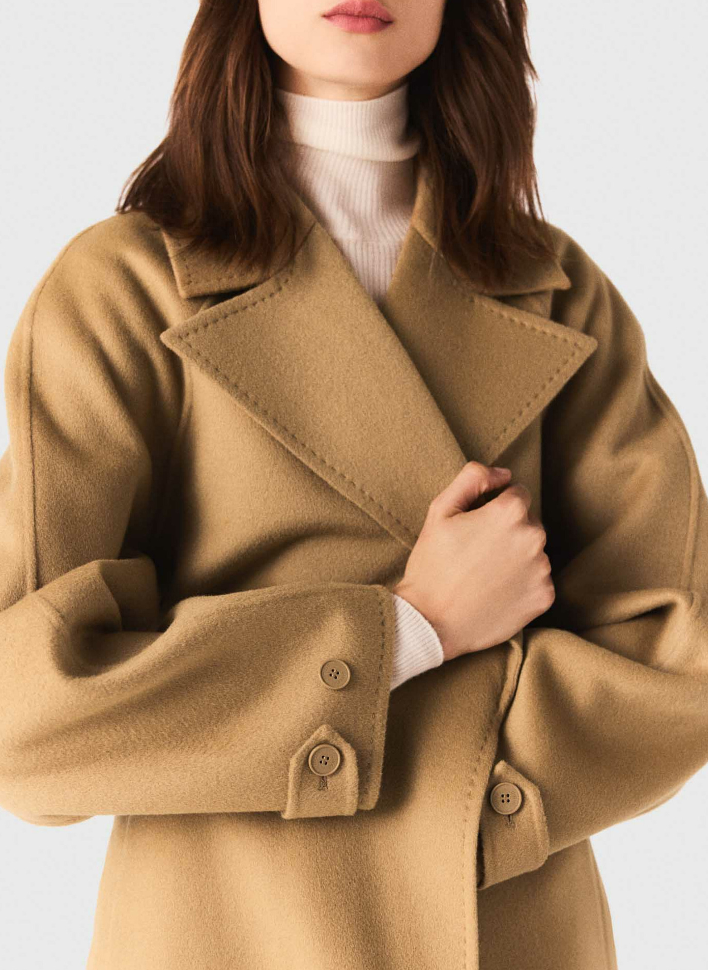 Manteau col tailleur en laine mélangée MAJE Marron